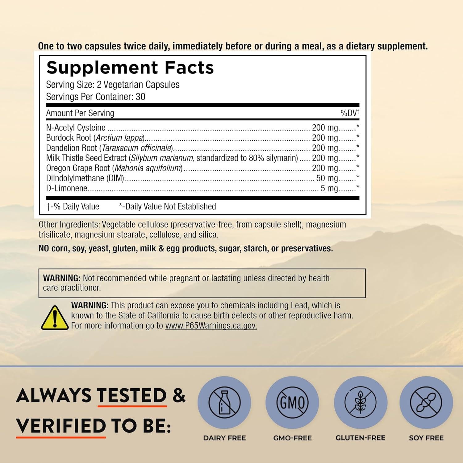 Suplemento D-Tox Mt. Angel - 60 Cápsulas para Hígado Graso