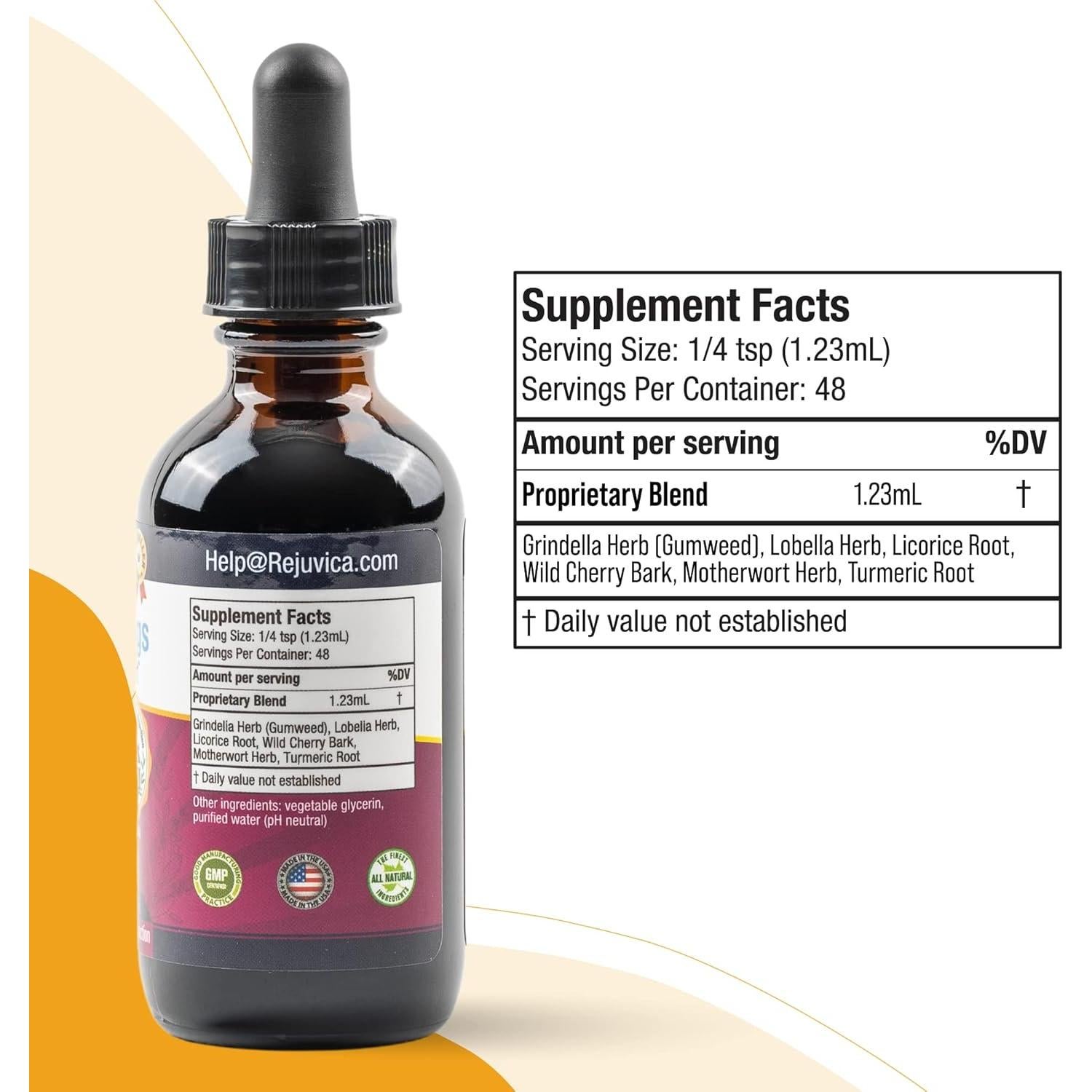 Suplemento Pulmones Brillantes Rejuvica 59.15 ml x 2 - Salud Respiratoria