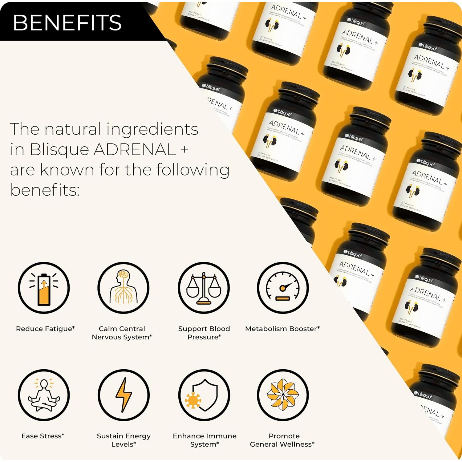 Suplemento Adrenal Blisque con Ashwagandha - 90 Cápsulas Veganas