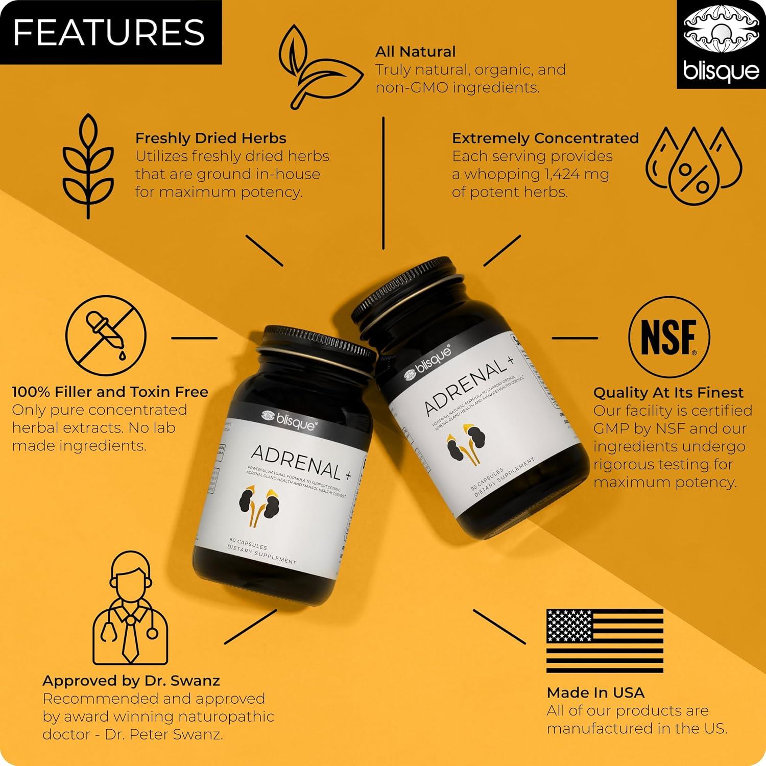 Suplemento Adrenal Blisque con Ashwagandha - 90 Cápsulas Veganas