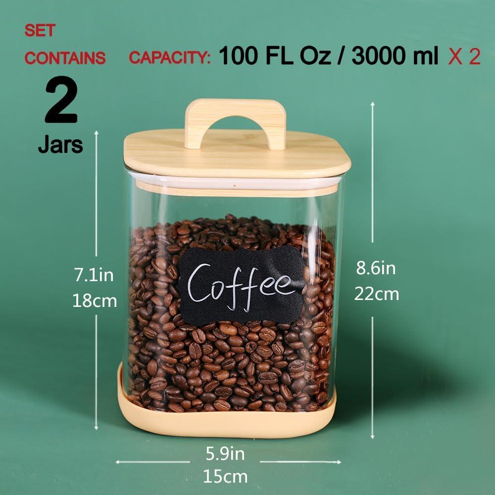 Tarros de vidrio herméticos Tzerotone 3000 ml - Juego de 2