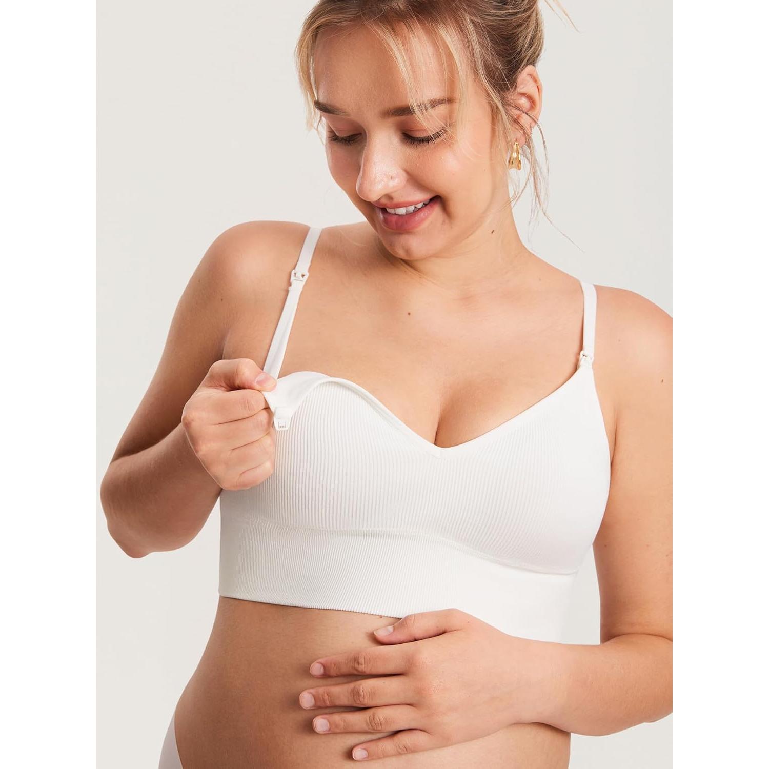 Sostén de Lactancia Ribeteado Momanda Mediano Blanco - Sin Costuras