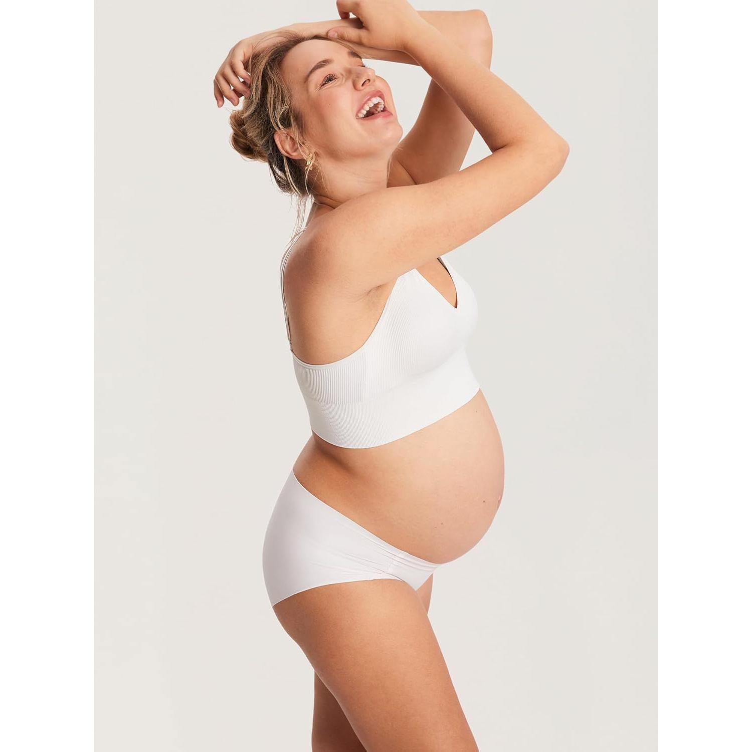 Sostén de Lactancia Ribeteado Momanda Mediano Blanco - Sin Costuras