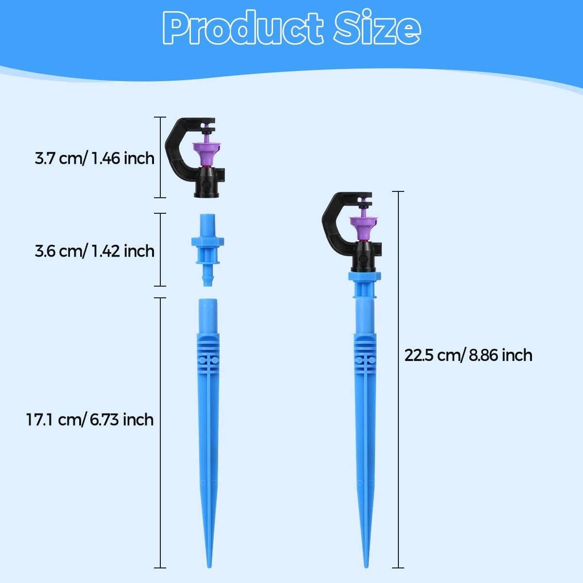 Drip Irrigation System Kit - Automatic Garden Watering System with G Type 360° Rotating Micro Sprinkler Heads & 16FT 8/11mm & 10FT 4/6mm Irrigation Tubing for Garden, Lawn, Greenhouse, Yard, Plant