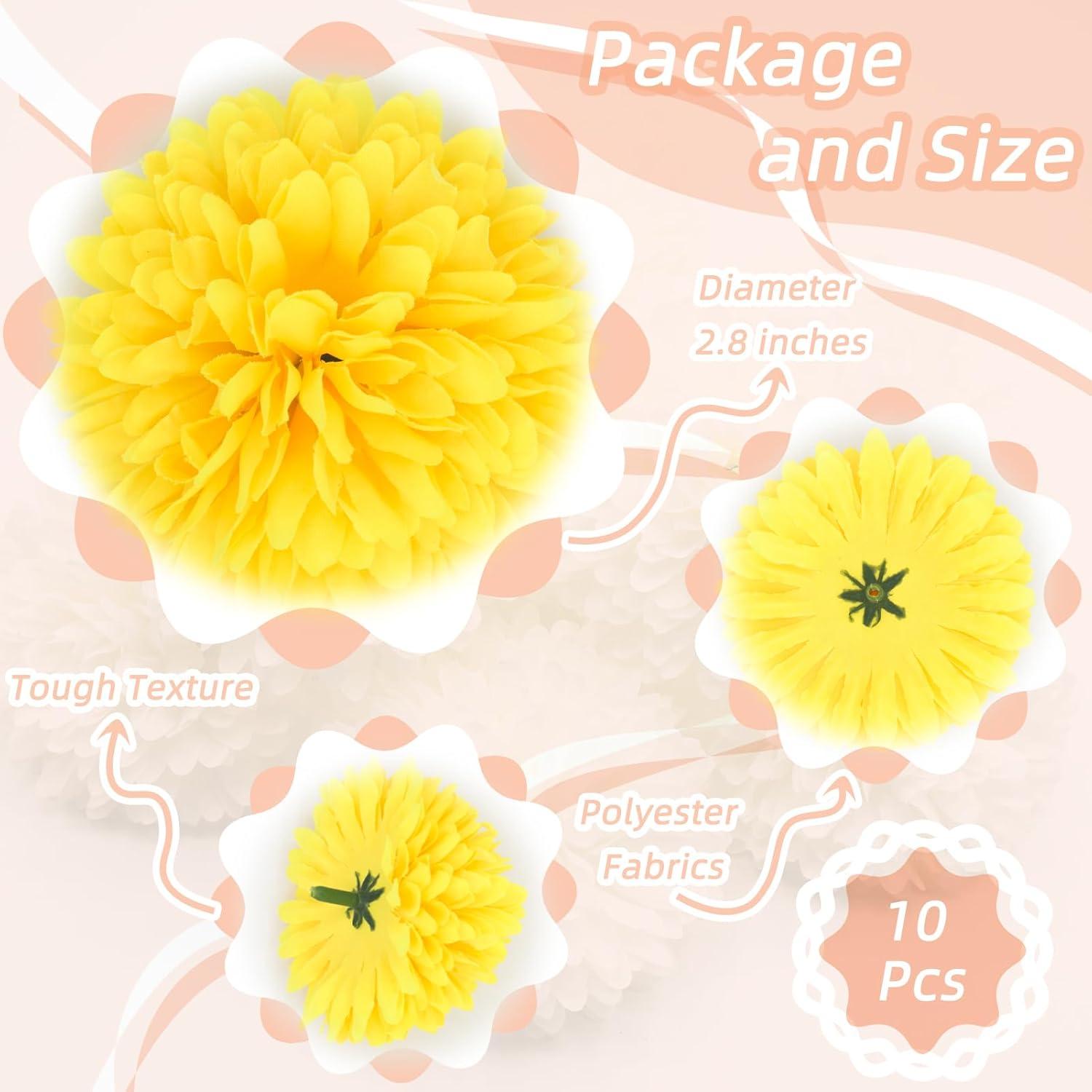 10 Piezas de Crisantemos Artificiales Amarillos Silllule 7cm