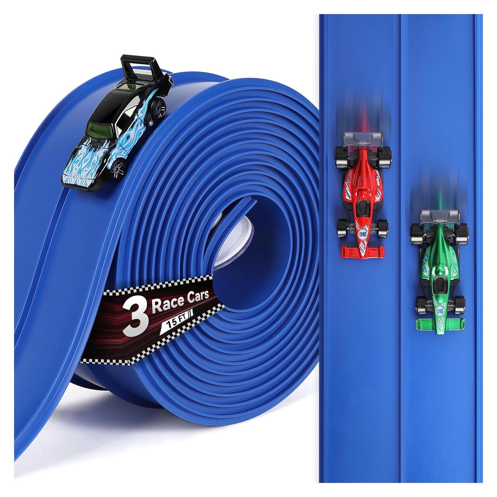 Pista de Carreras Flexible Azul Brin 4.57 m con 3 Coches