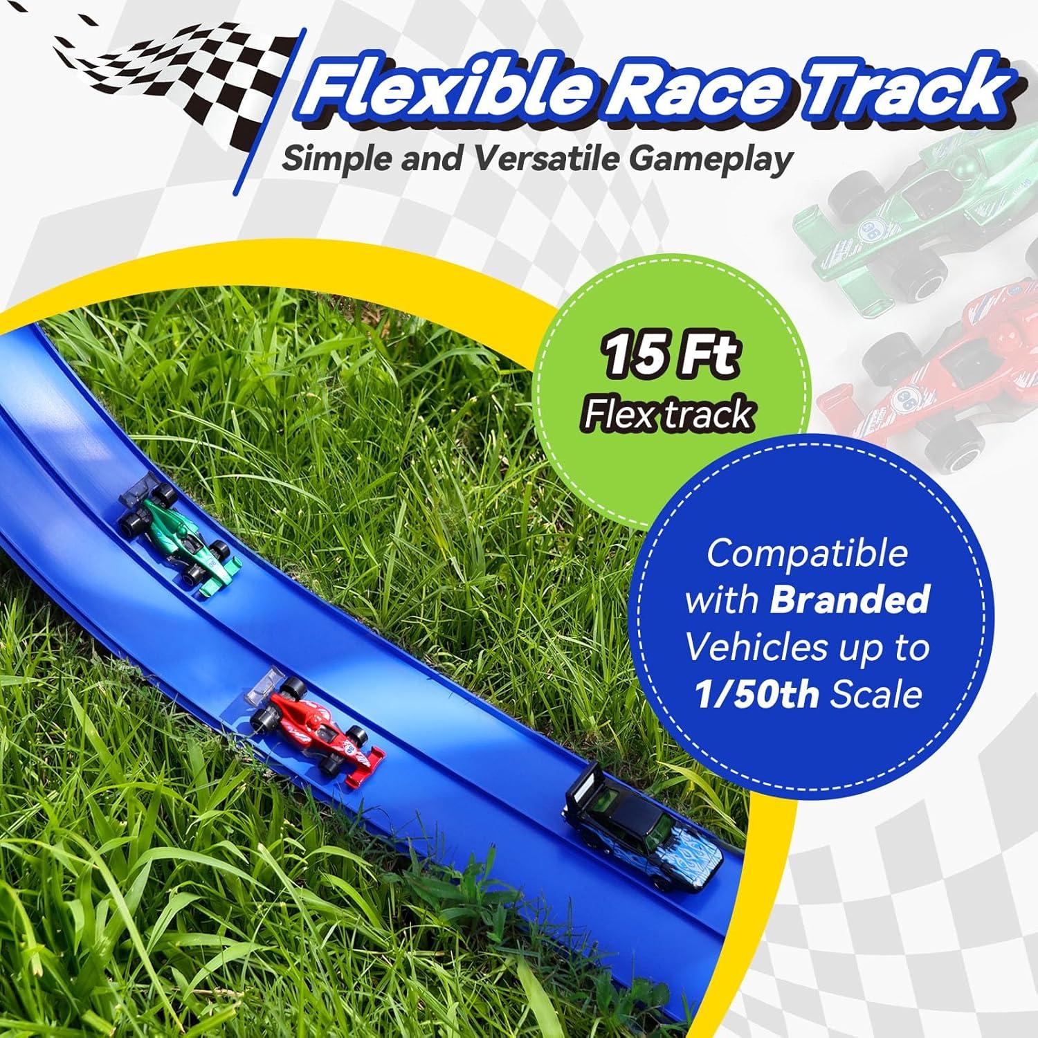 Pista de Carreras Flexible Azul Brin 4.57 m con 3 Coches