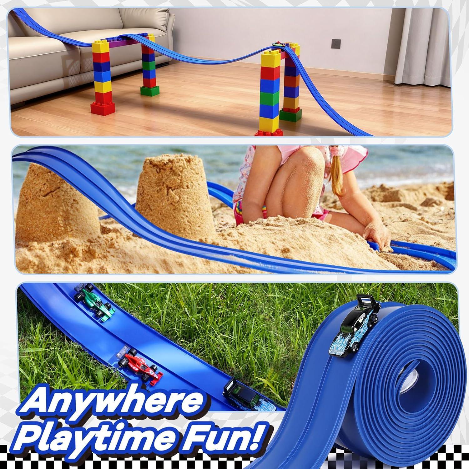 Pista de Carreras Flexible Azul Brin 4.57 m con 3 Coches