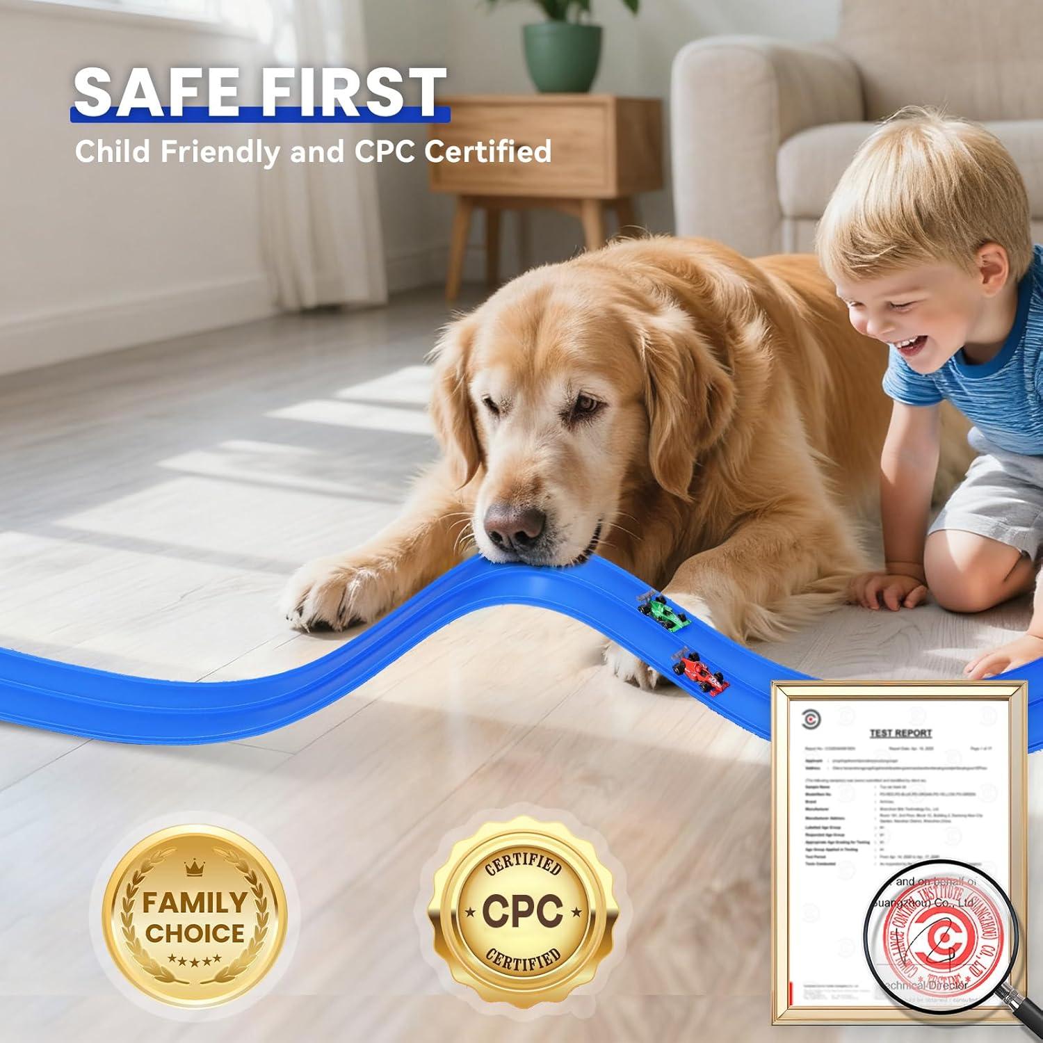 Pista de Carreras Flexible Azul Brin 4.57 m con 3 Coches