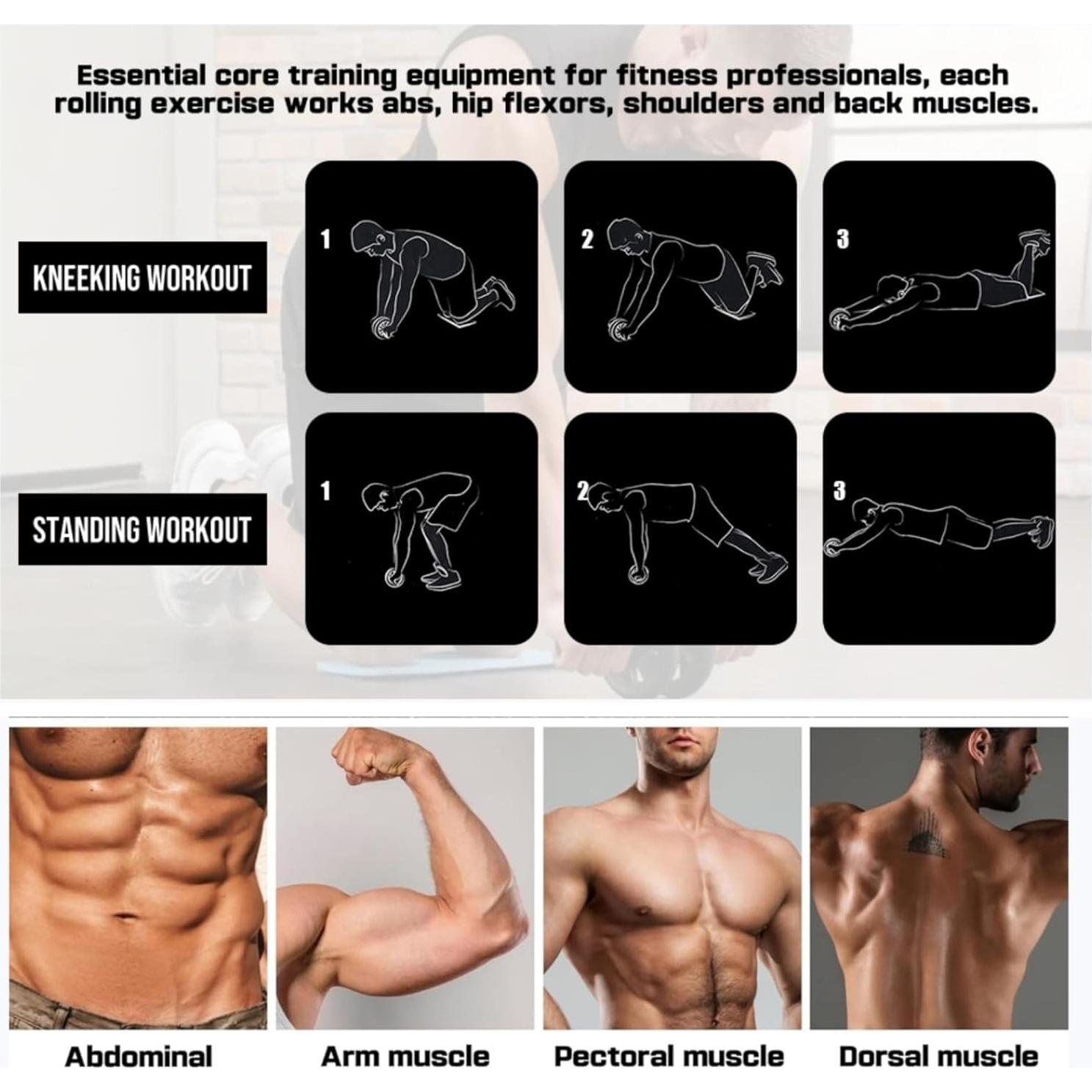 Rueda Abdominal Boinesnaw con Almohadilla para Rodillas 200kg