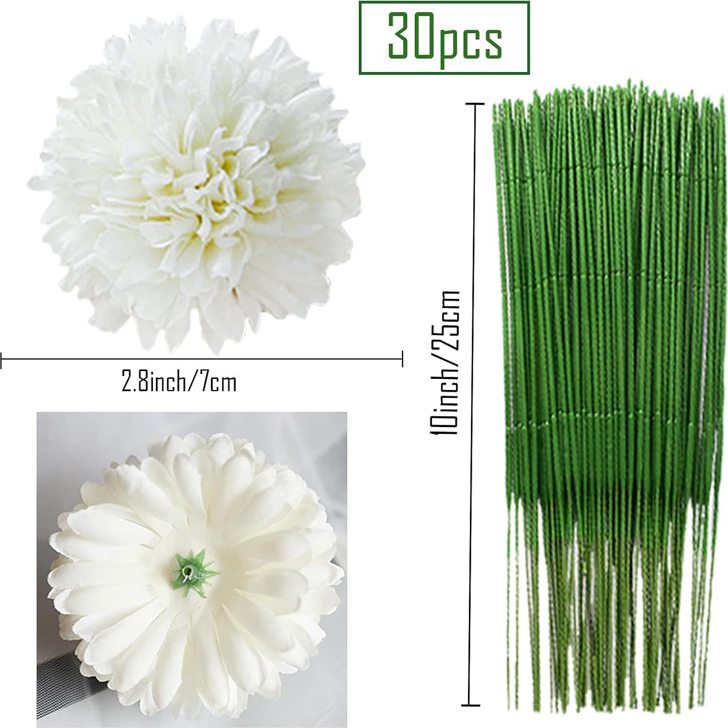 30 Pcs Crisantemos Artificiales HinyoCo - Ramo Blanco 7 cm