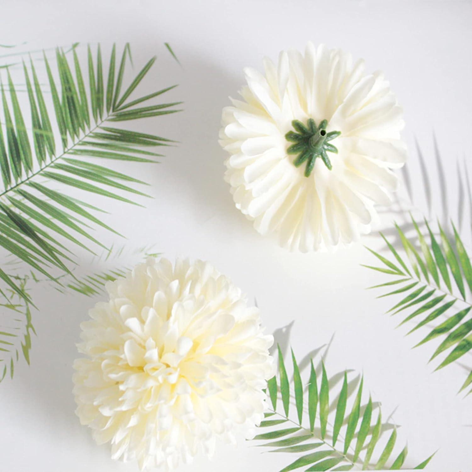 30 Pcs Crisantemos Artificiales HinyoCo - Ramo Blanco 7 cm