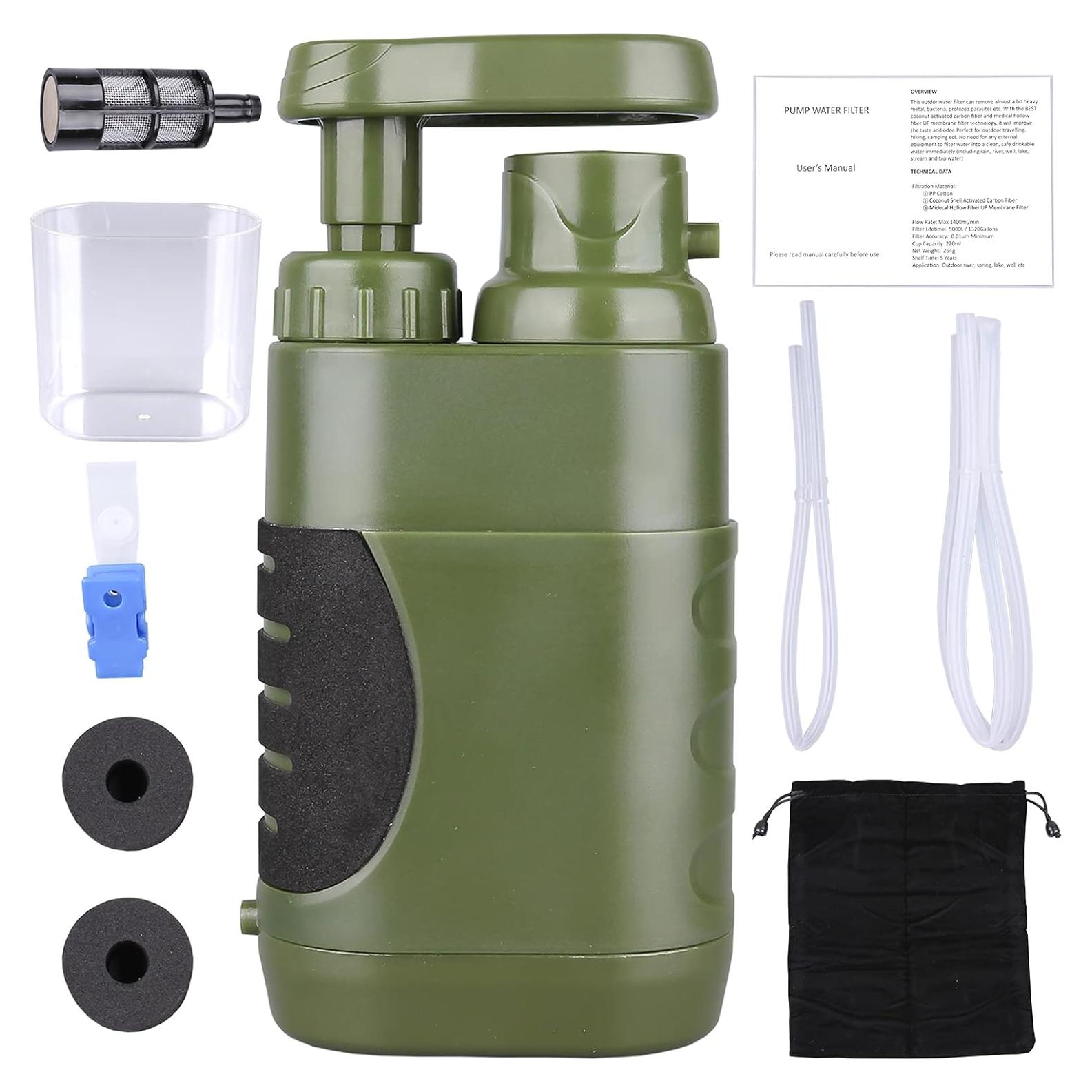 Filtro de Agua Manual Portátil LACUCINO 100000 Galones 0.01µm