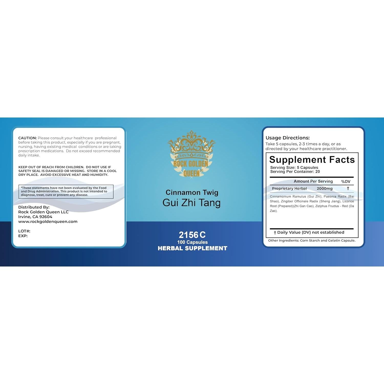 Cápsulas de Canela Rock Golden Queen - 200 Unidades