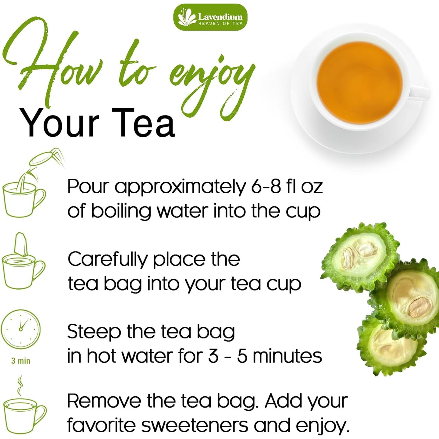 Té de Fruta de Melón Amargo Lavendium 120 Bolsitas 100% Natural