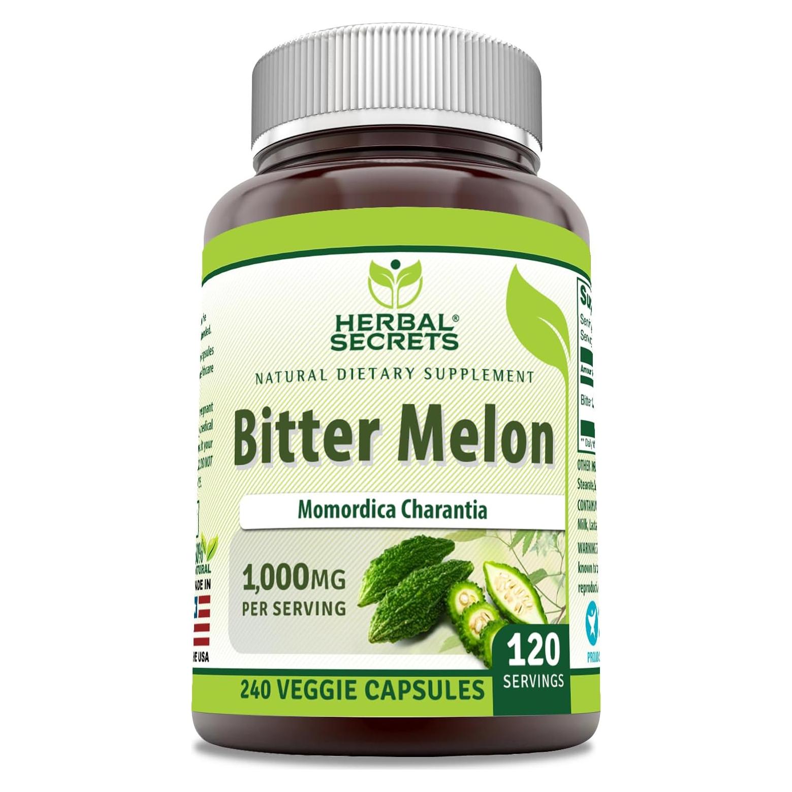 Suplemento de Melón Amargo Herbal Secrets 1000 Mg 240 Cápsulas