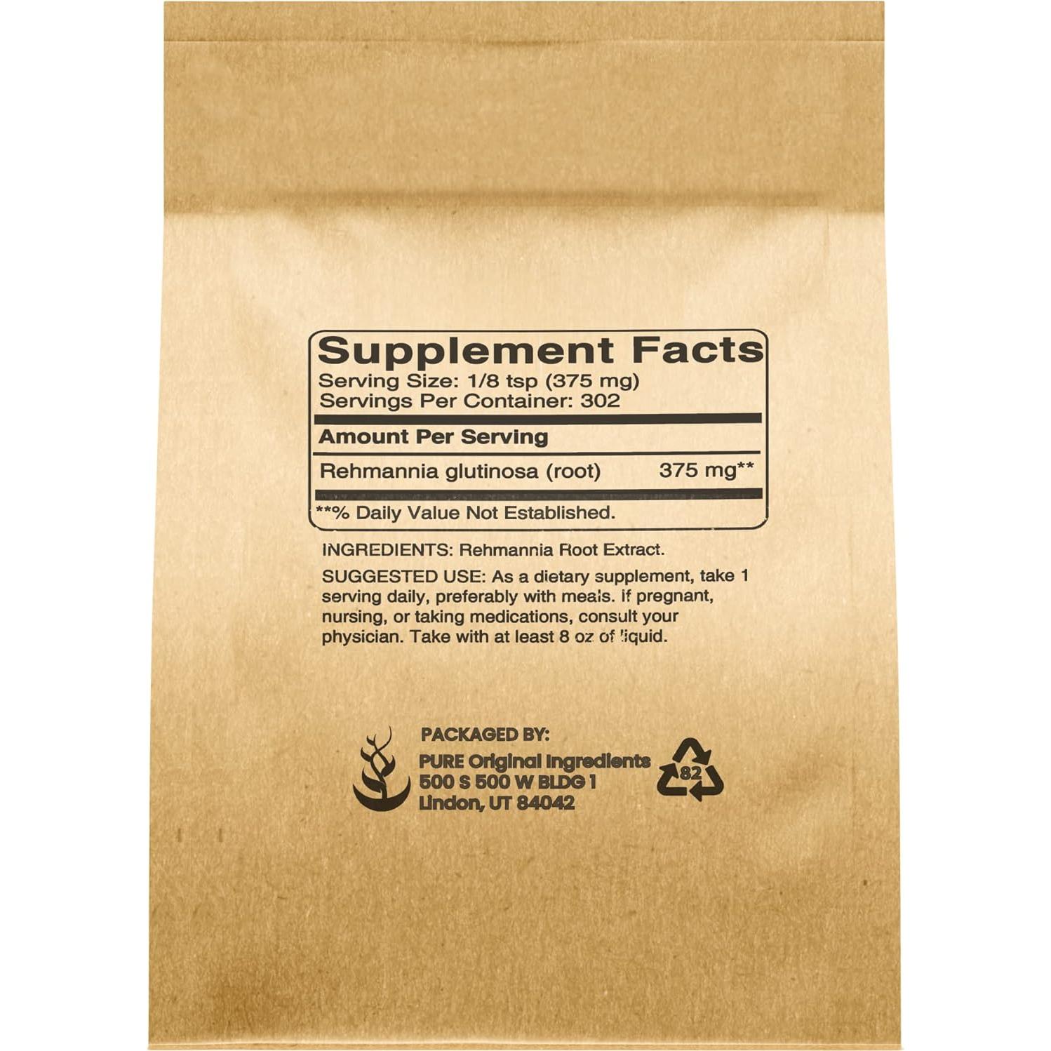 Extracto de Raíz de Rehmannia 113.4g Ingredientes Originales Puros