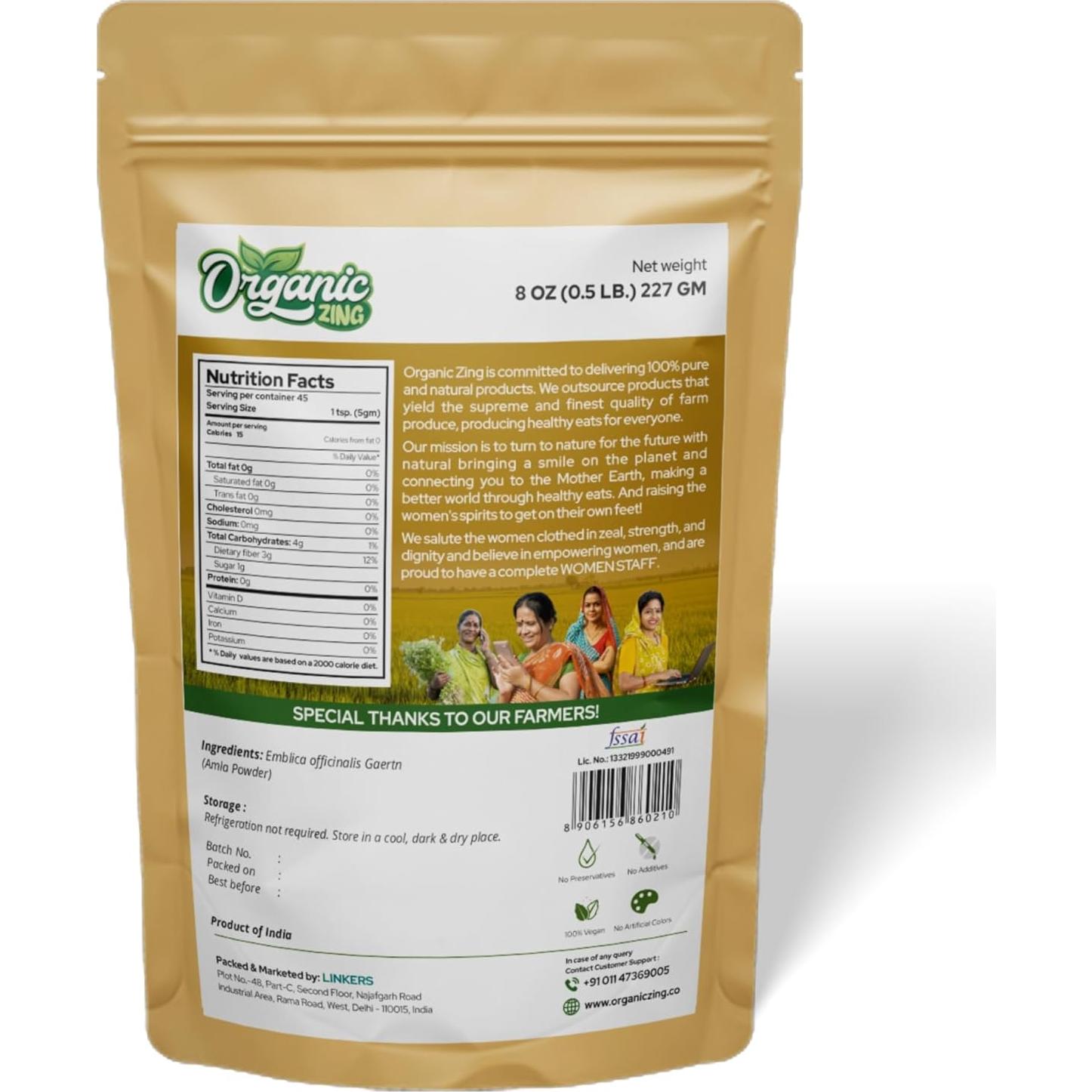 Polvo de Amla Orgánico Zing 227g - Grosella India Natural