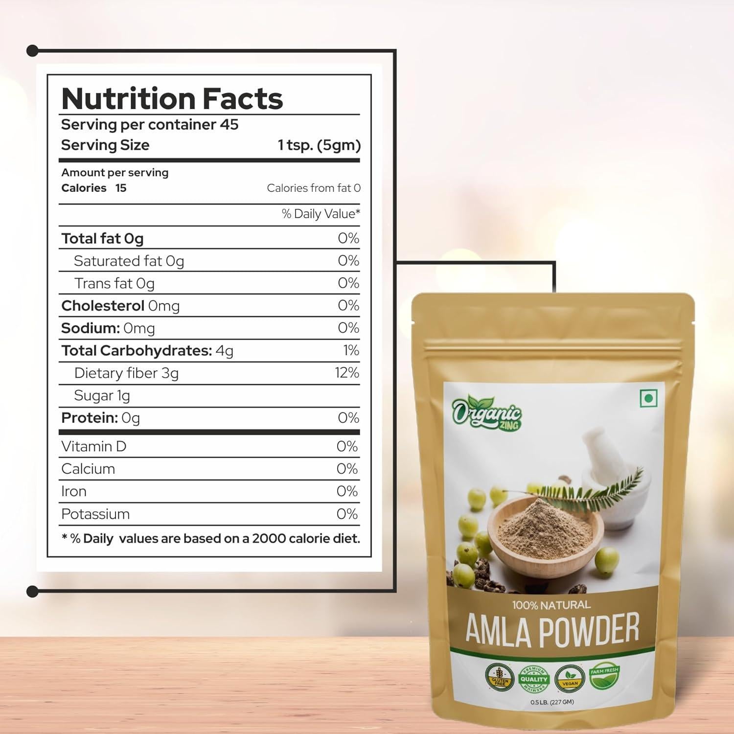 Polvo de Amla Orgánico Zing 227g - Grosella India Natural
