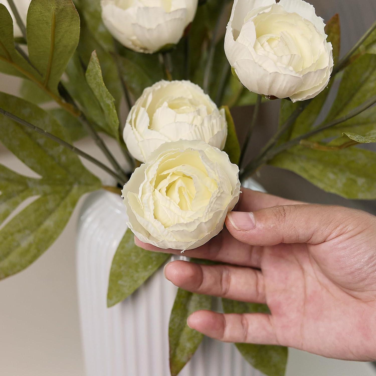 6 Ramas de Peonía Artificial VIERENA 68.58 cm Seda Crema