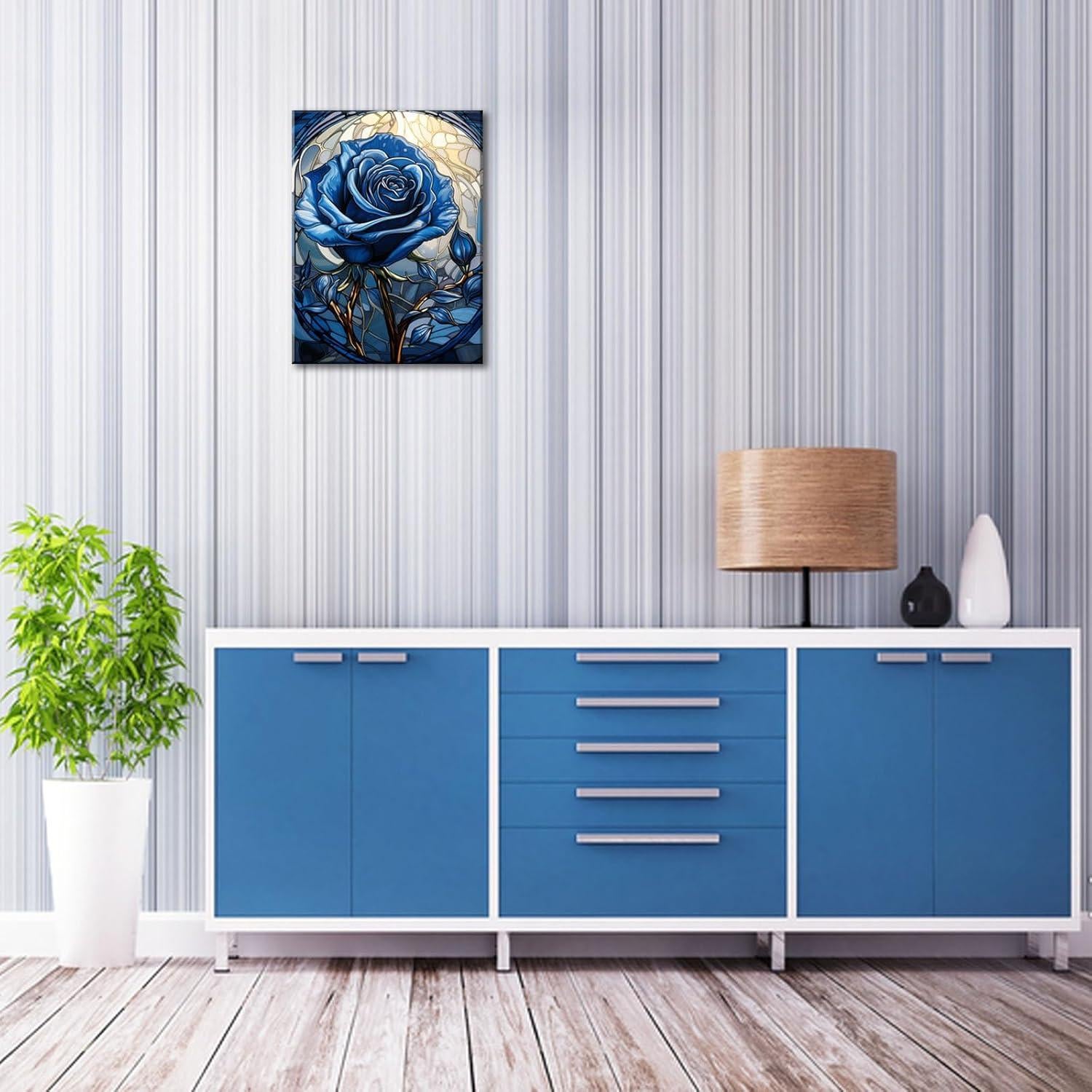 Arte de Pared Enmarcado DEORAIO 30x40 cm Rosa Azul