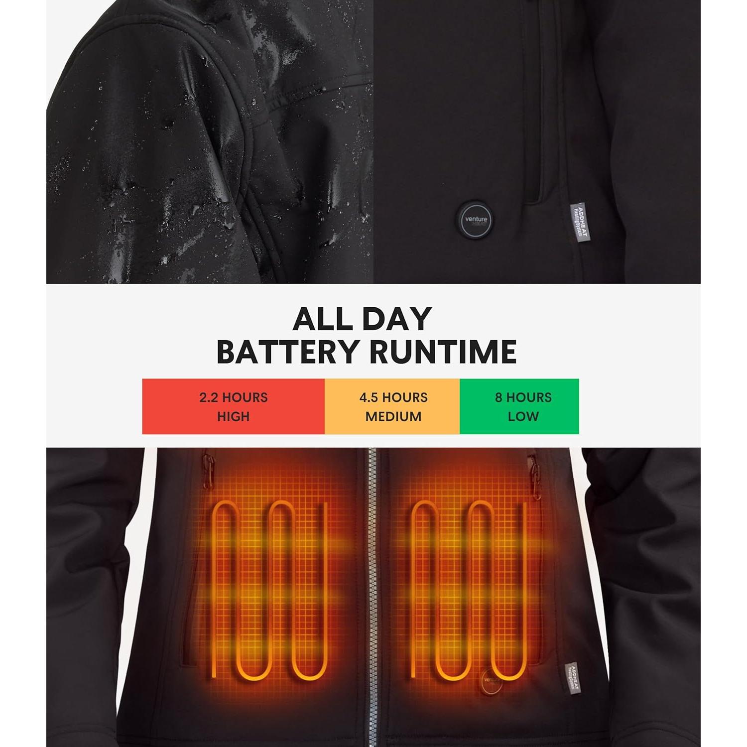 Chaqueta Térmica Venture Heat para Hombre - Autocalentable Negro