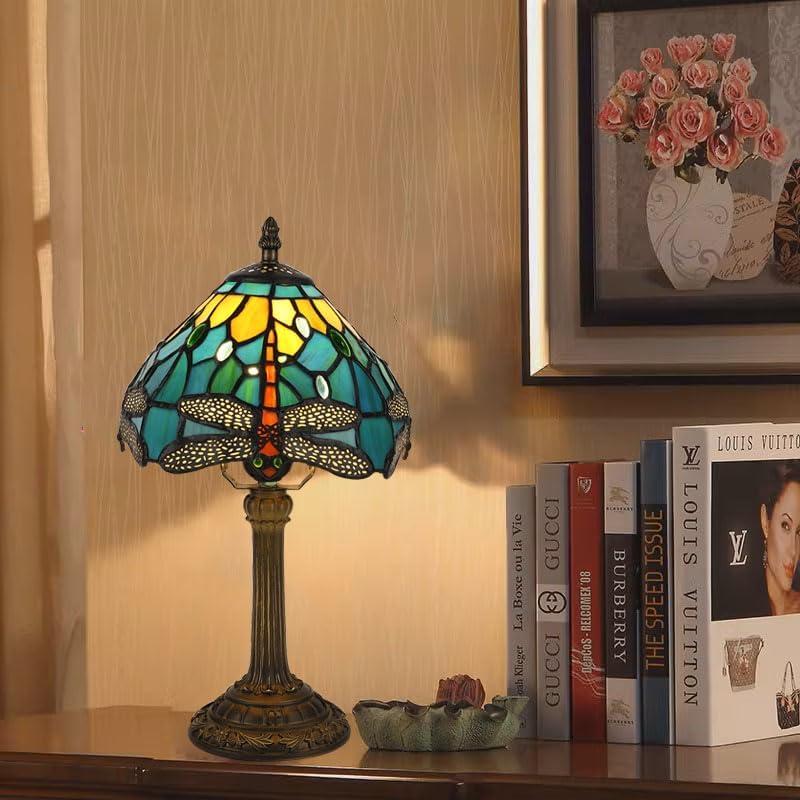 Lámpara de Mesa Tiffany Fumat Libélula Azul 20x38 cm LED