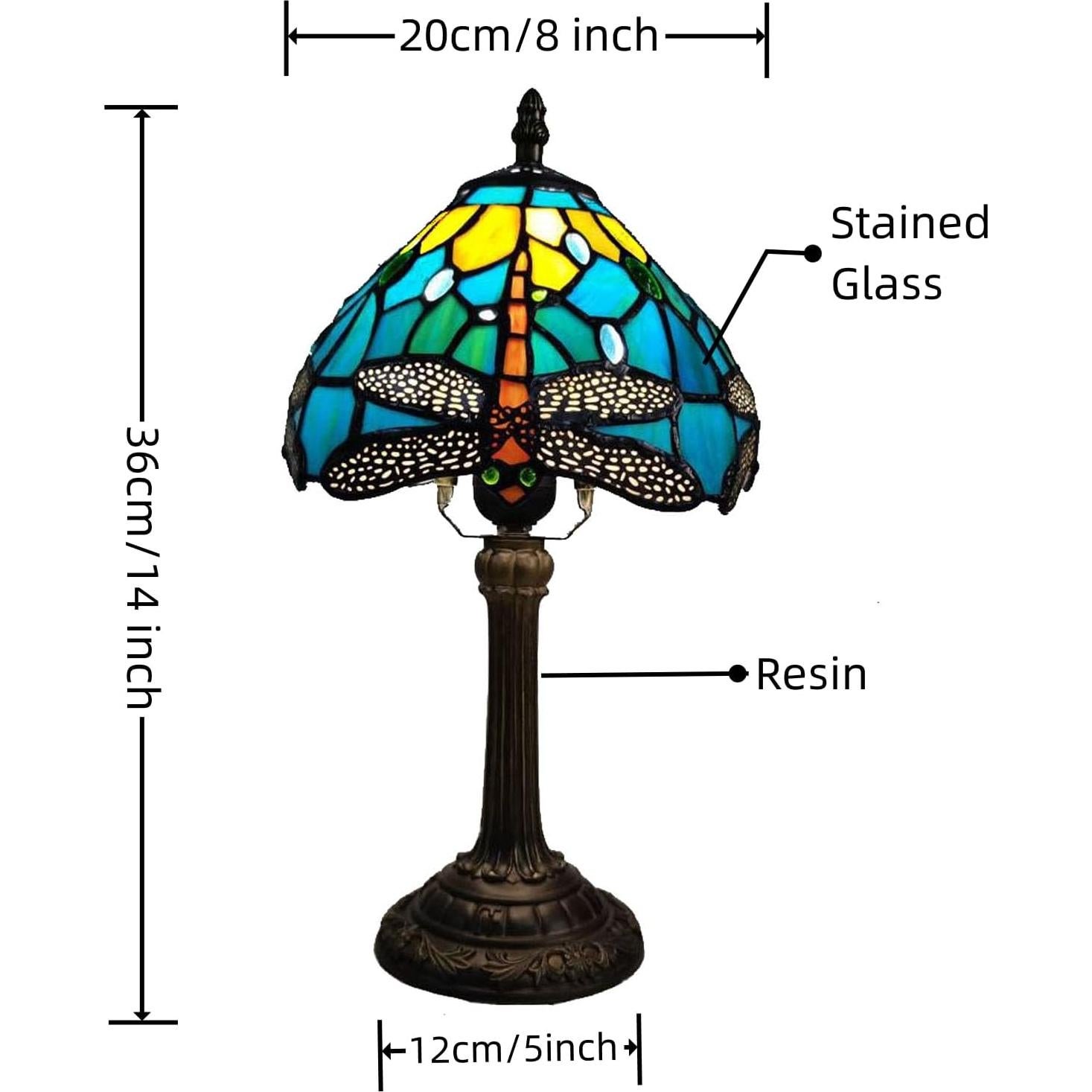 Lámpara de Mesa Tiffany Fumat Libélula Azul 20x38 cm LED