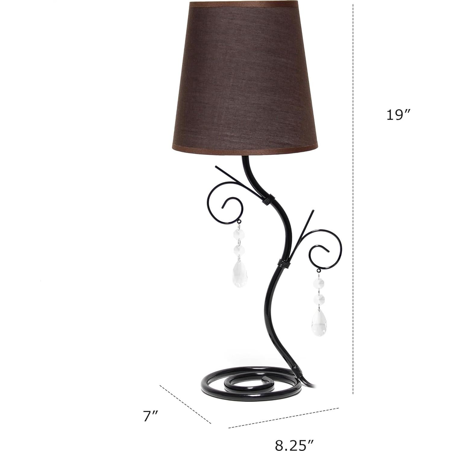 Lámpara de Mesa Simple Designs LT1142-BWN con Cristales 48cm