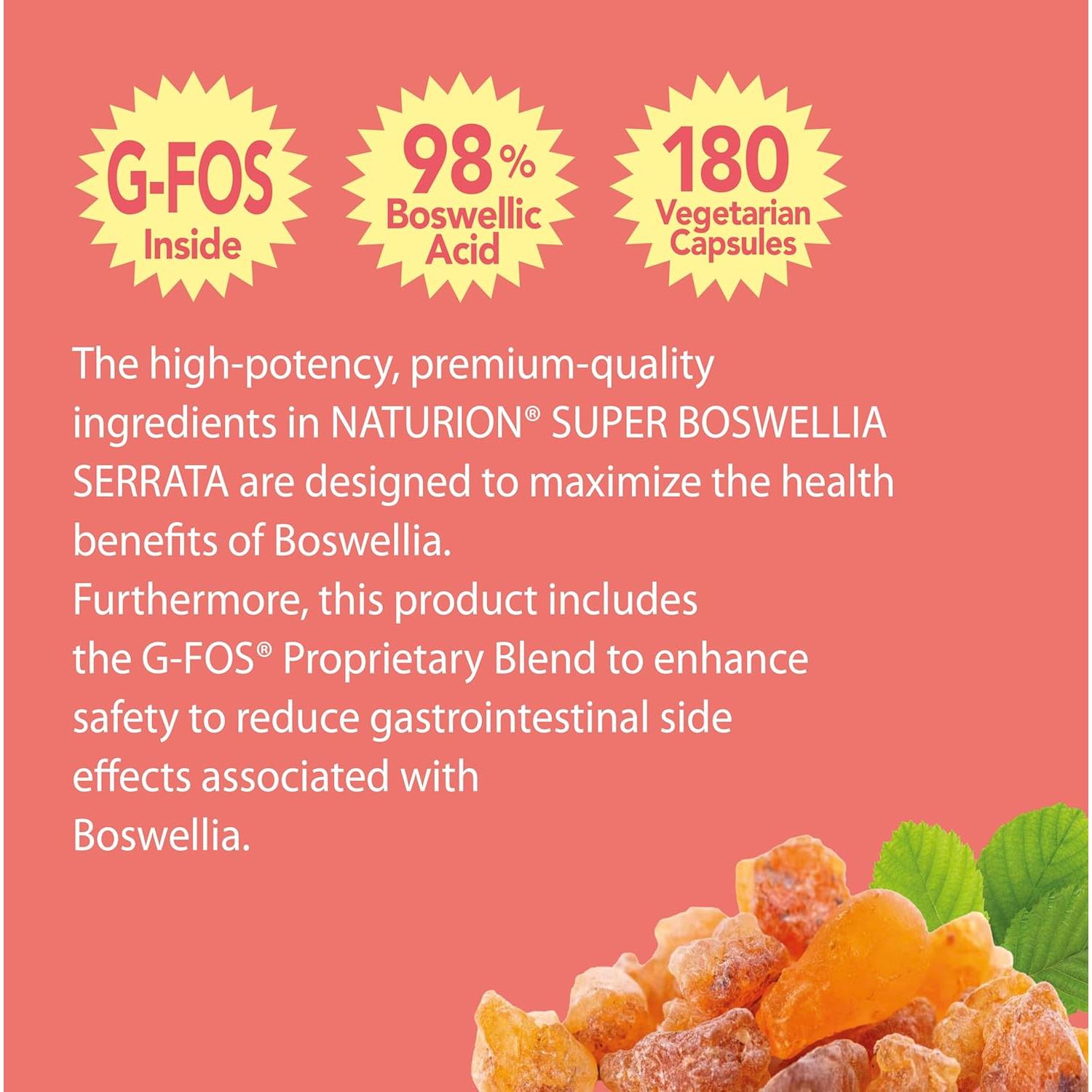 Boswellia Serrata Naturion 180 Cápsulas Veganas 98% Ácido Boswéllico