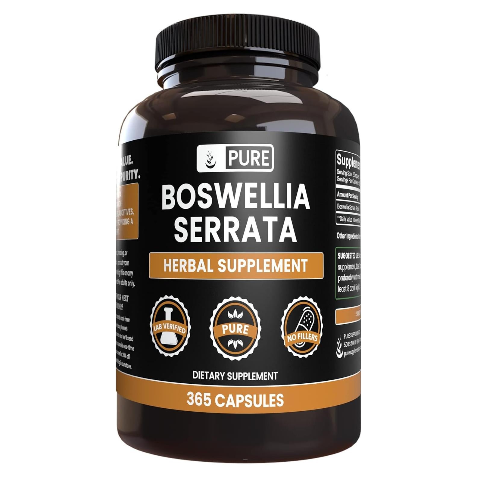 Cápsulas de Boswellia Serrata Puras 365 Unidades - Sin Rellenos