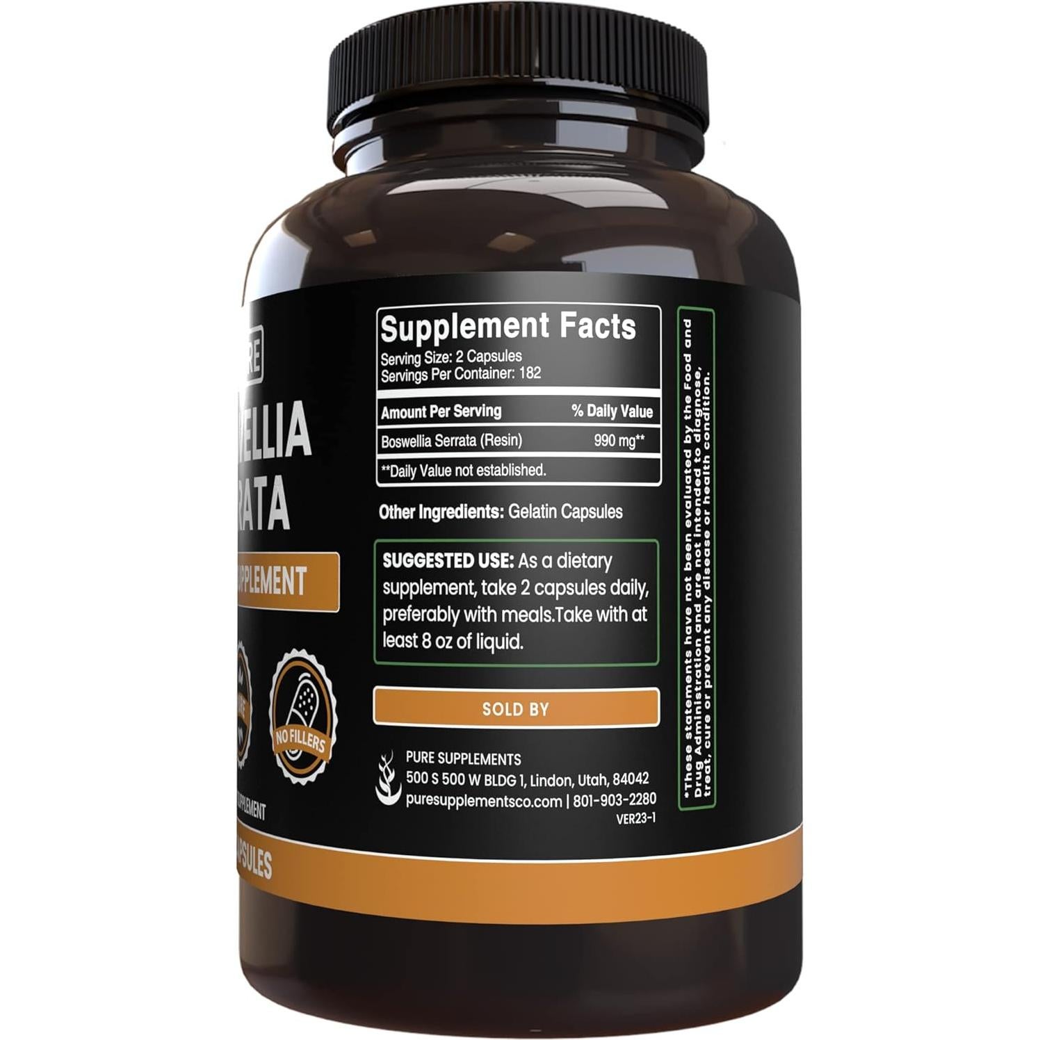 Cápsulas de Boswellia Serrata Puras 365 Unidades - Sin Rellenos