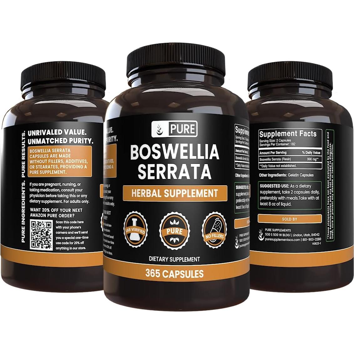 Cápsulas de Boswellia Serrata Puras 365 Unidades - Sin Rellenos