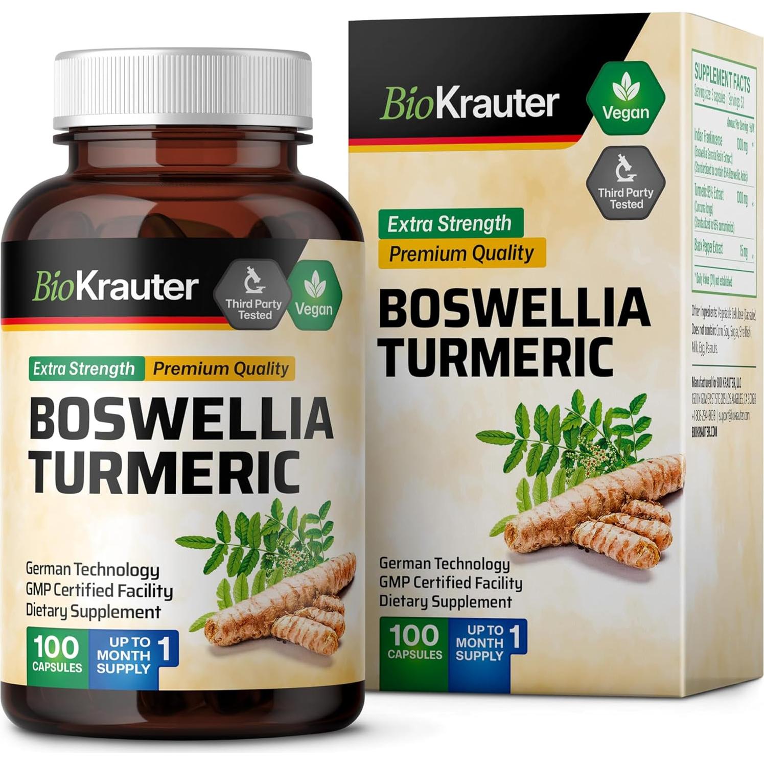 Cápsulas de Cúrcuma y Boswellia Bio Krauter 2000 mg - 100 Unidades