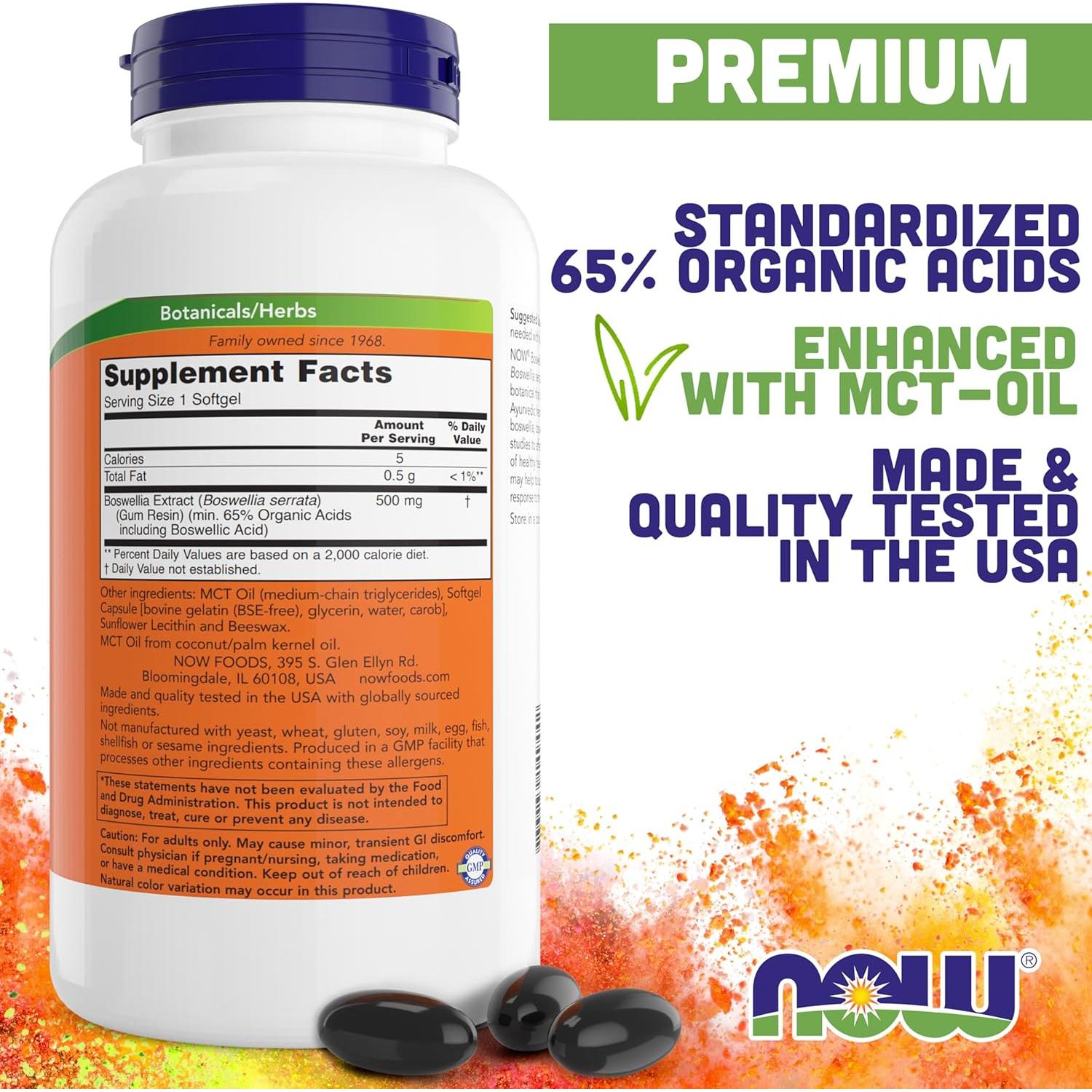 Extracto de Boswellia Now Foods 500 mg 200 Softgels Paquete de 2