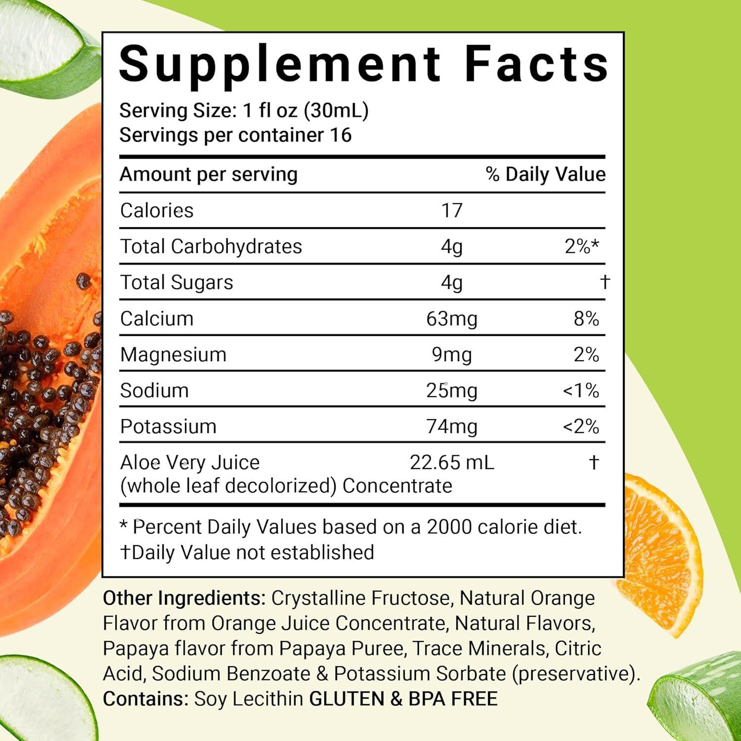 Jugo de Aloe Vera Orgánico Aloe Life 473 ml Sabor Papaya Naranja