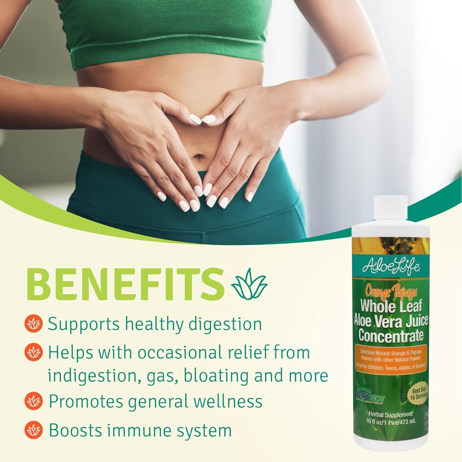 Jugo de Aloe Vera Orgánico Aloe Life 473 ml Sabor Papaya Naranja