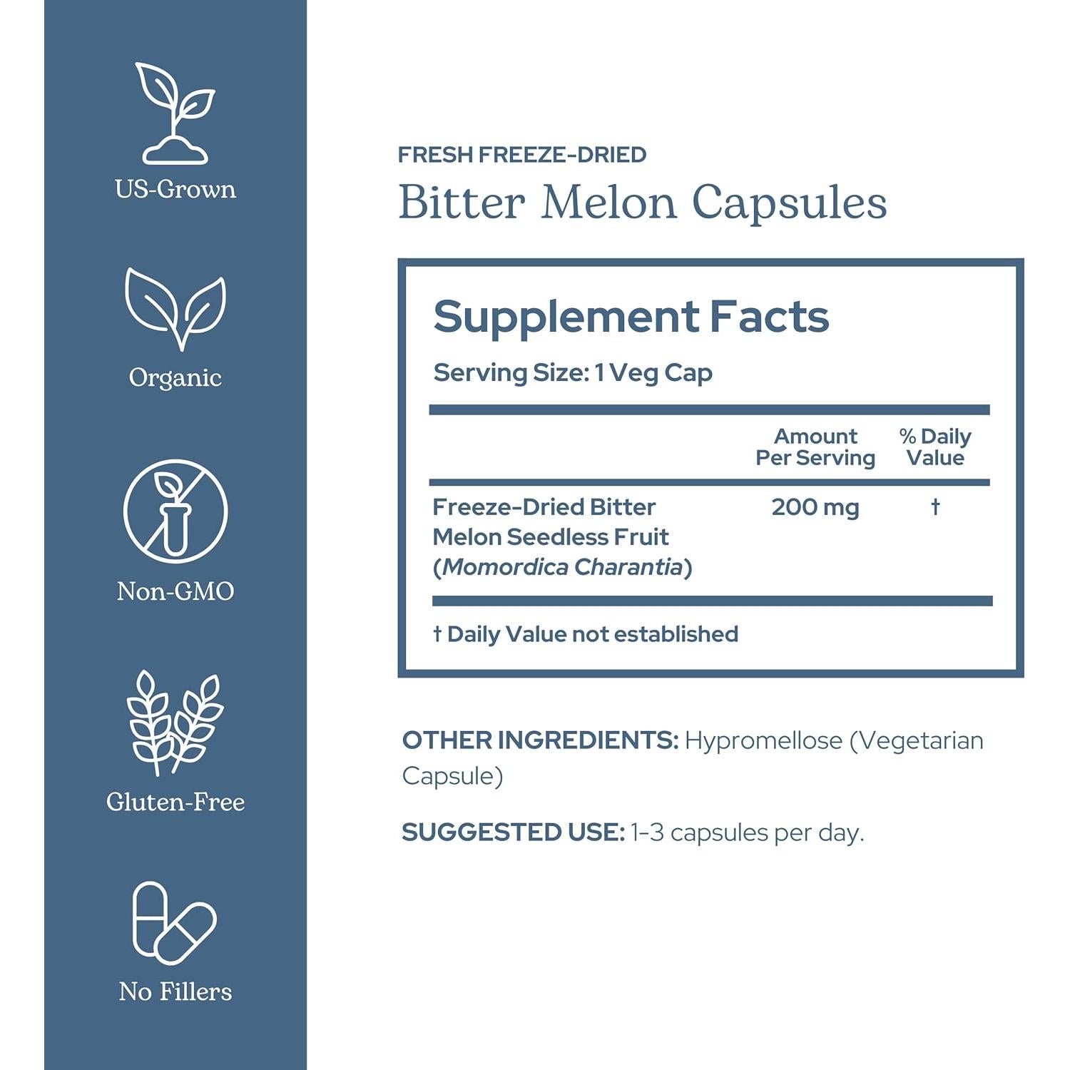 Melón Amargo Crudo Liofilizado Eclectic Instituto 90 Cápsulas