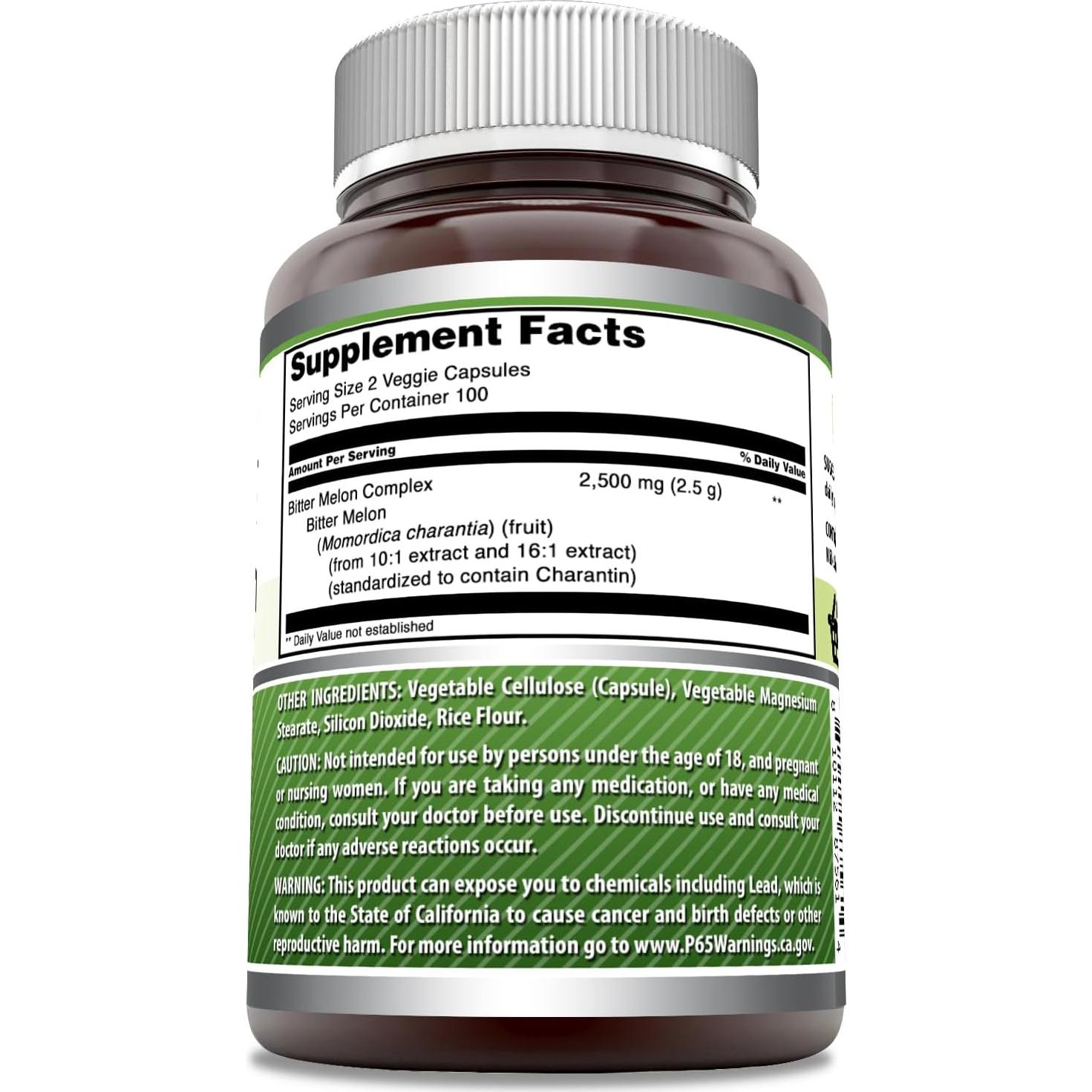 Suplemento Melón Amargo 2500 Mg Fórmulas Asombrosas 200 Cápsulas