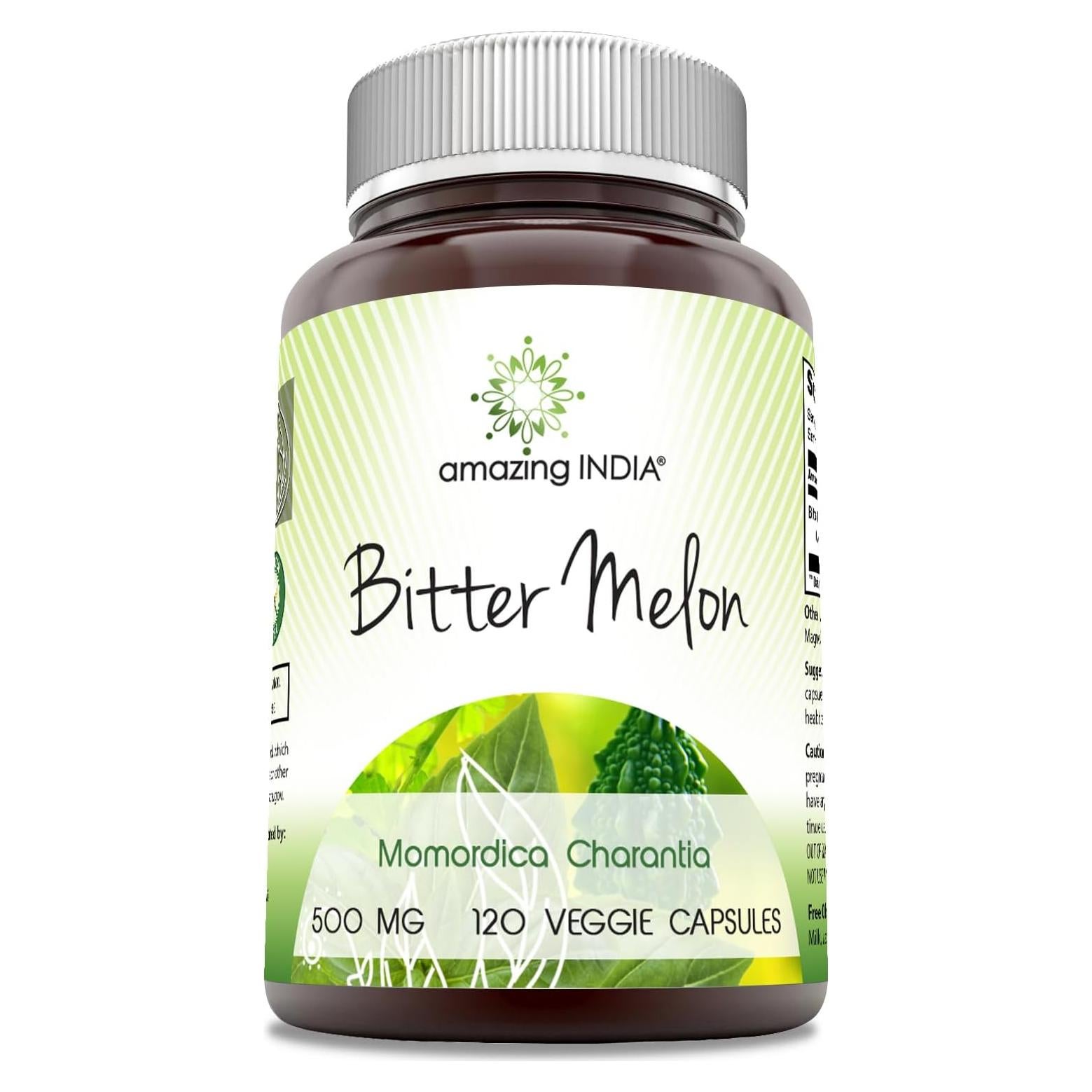 Suplemento de Melón Amargo 500 mg India Asombrosa 120 Cápsulas