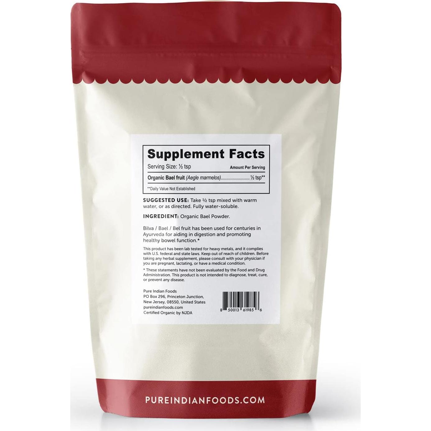 Polvo de Fruta Bael Orgánico Certificado Pure Indian Foods 227g