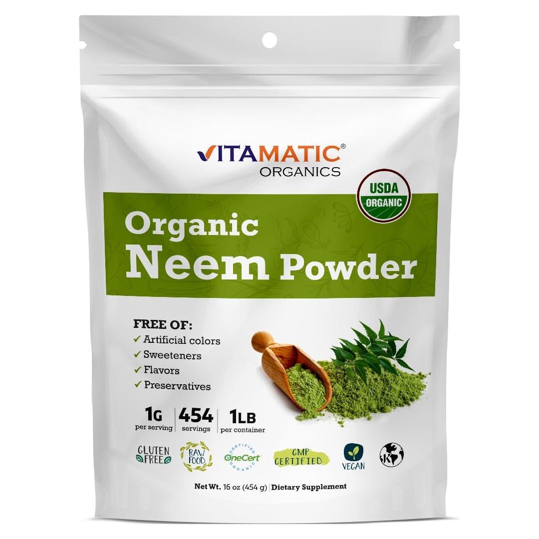 Polvo de Hoja de Neem Vitamatic Orgánico 450g - Detox y Piel