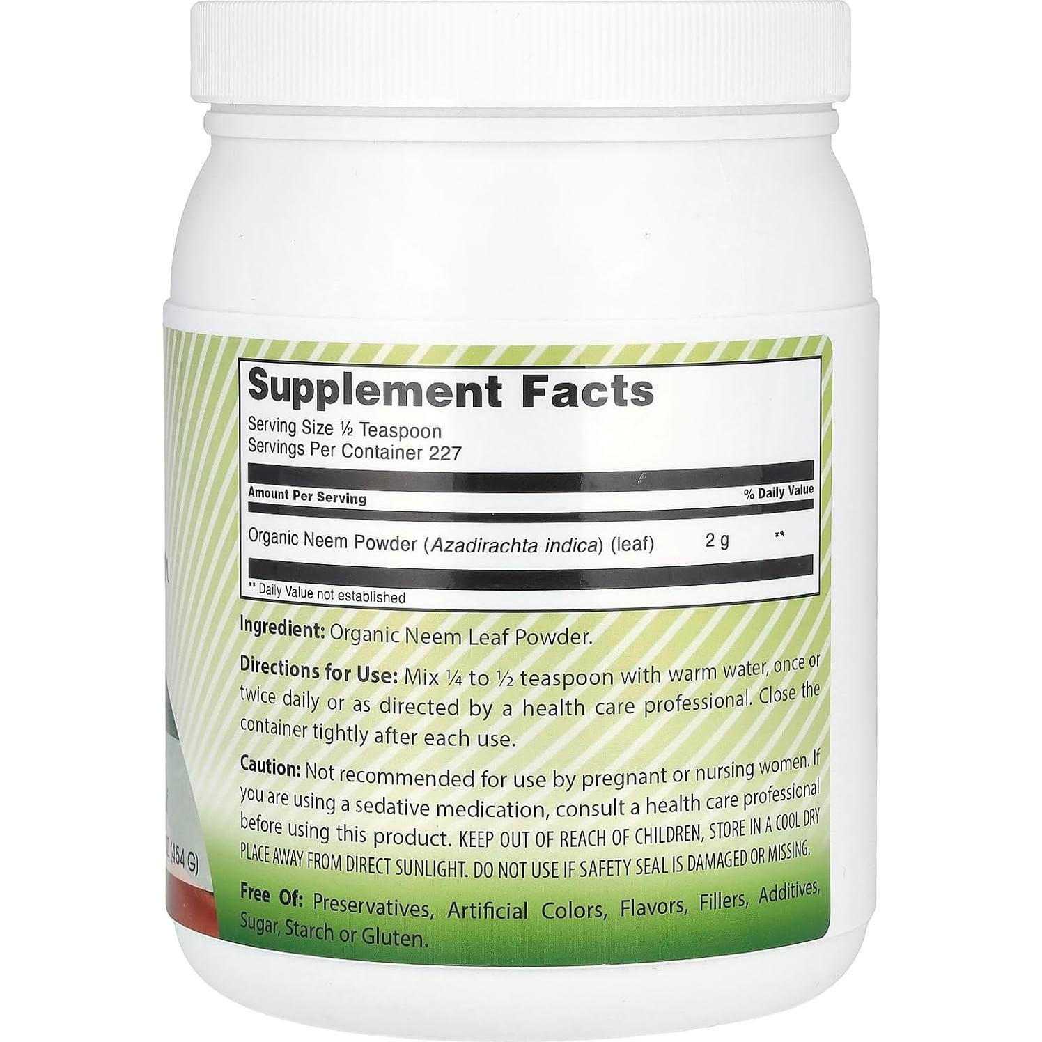 Polvo de Neem Orgánico Increíble India 453.6g - Salud Piel y Digestiva