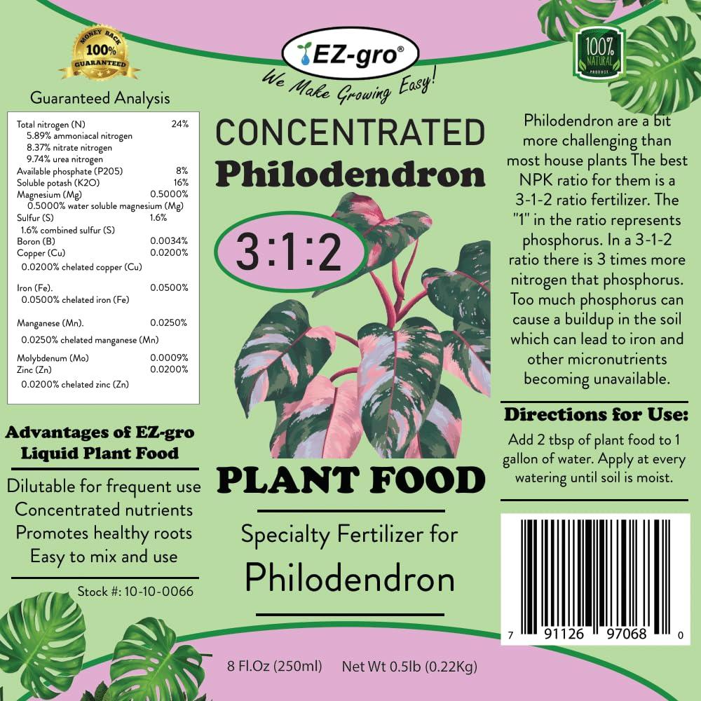 Fertilizante Líquido EZ-GRO para Philodendron 3-1-2 NPK 226g
