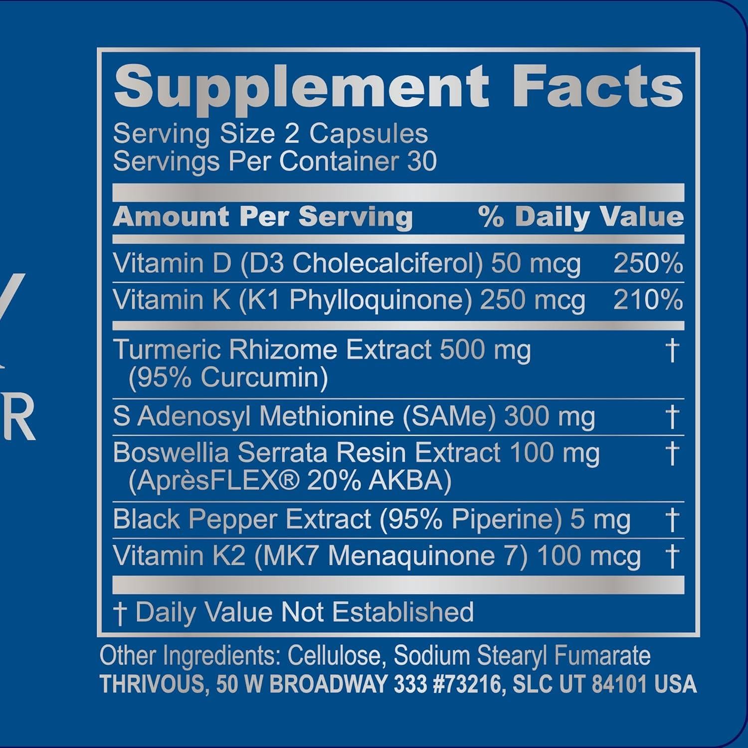 Suplemento Arthroprotector Thrivous 60 Cápsulas Veganas