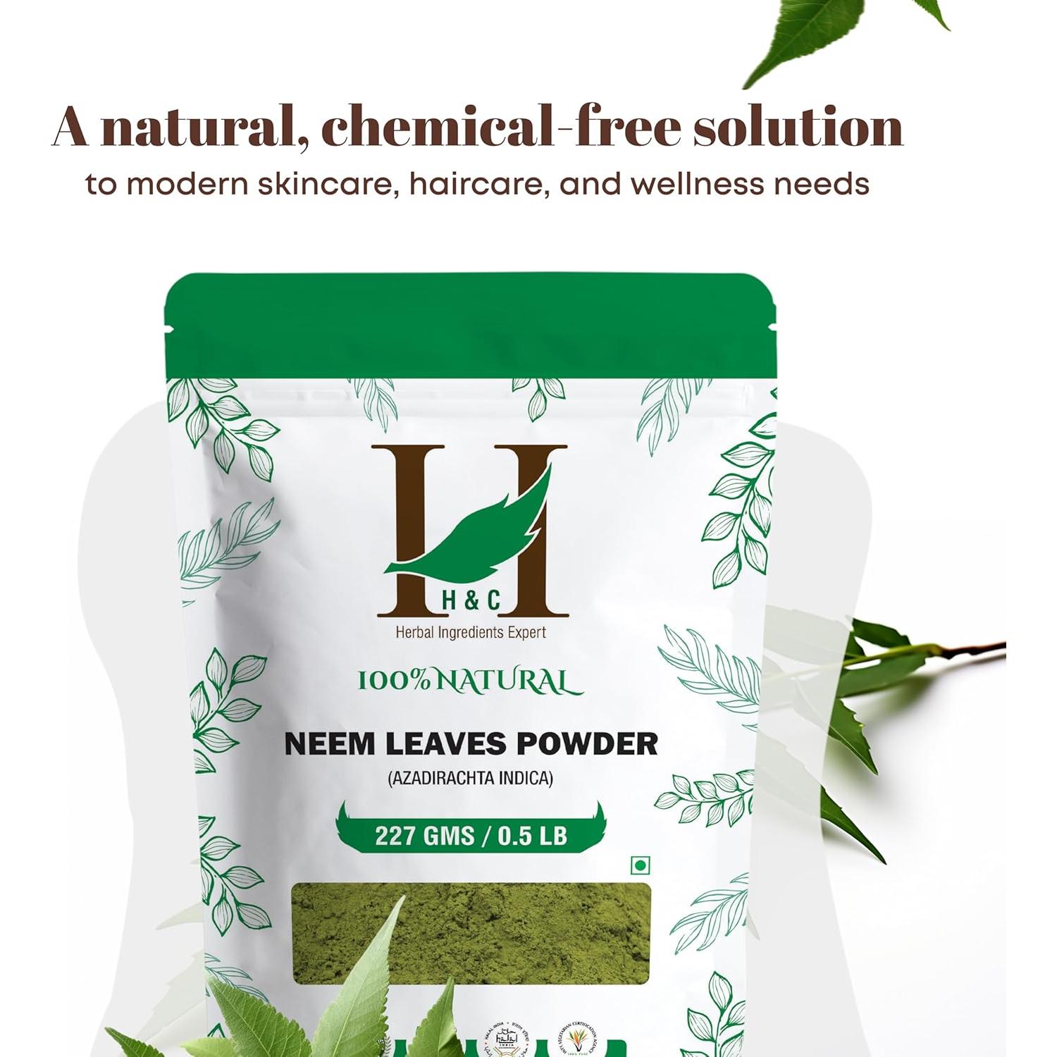 Polvo de Hojas de Neem Natural H&C 227 Gr para Piel y Cabello