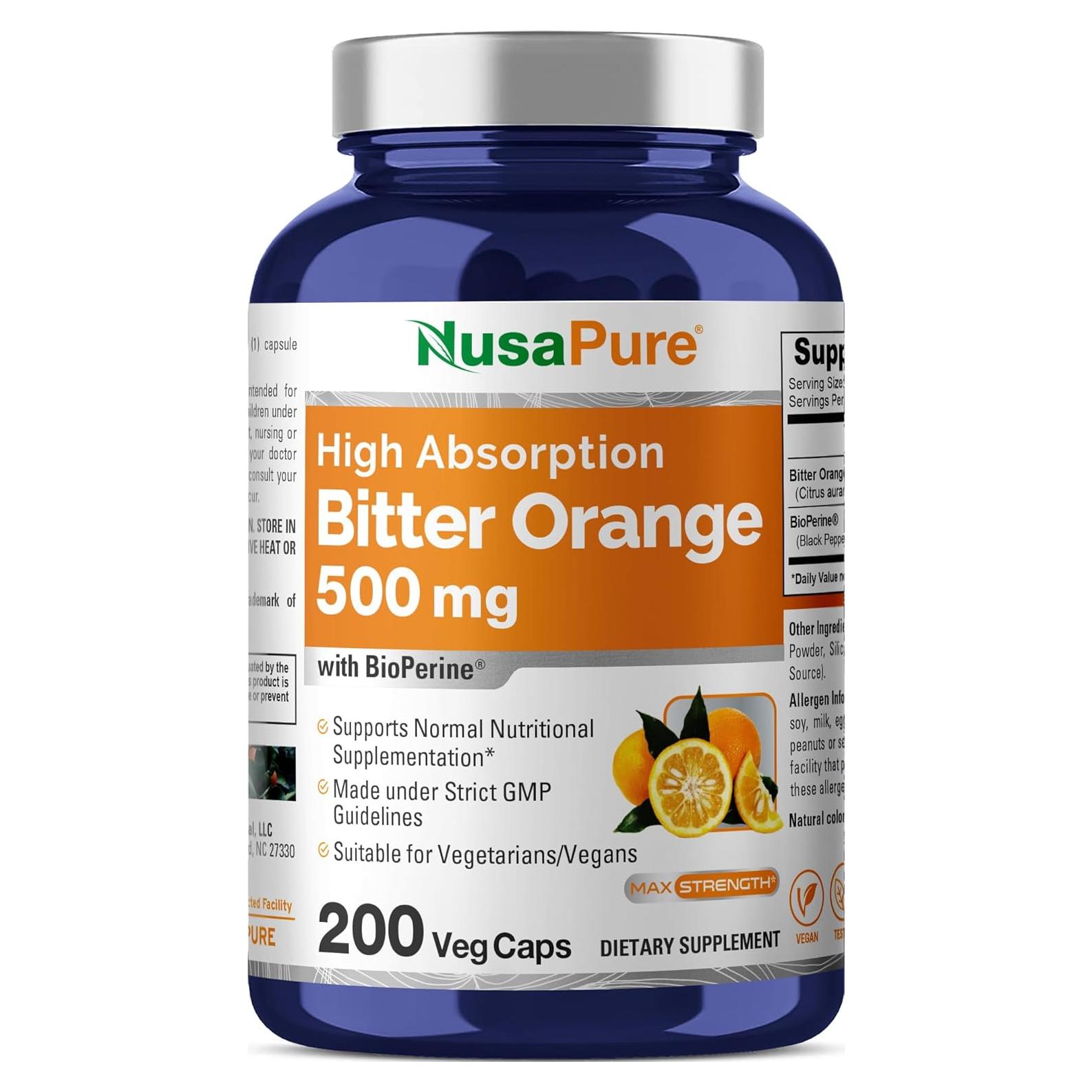 NusaPure Naranja Amarga 500mg 200 Cápsulas Veganas