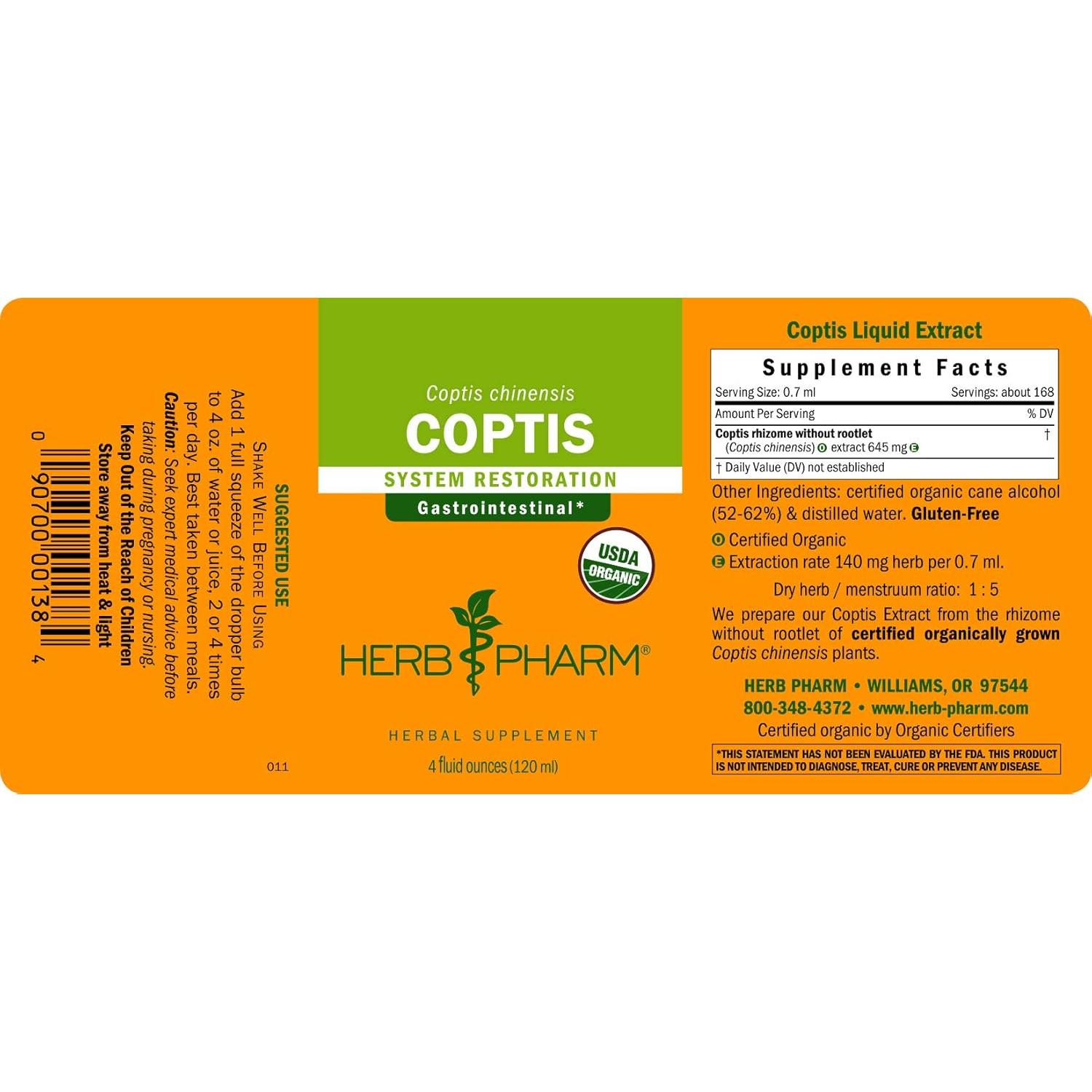 Extracto Líquido de Coptis Herb Pharm 113.4 ml Digestivo