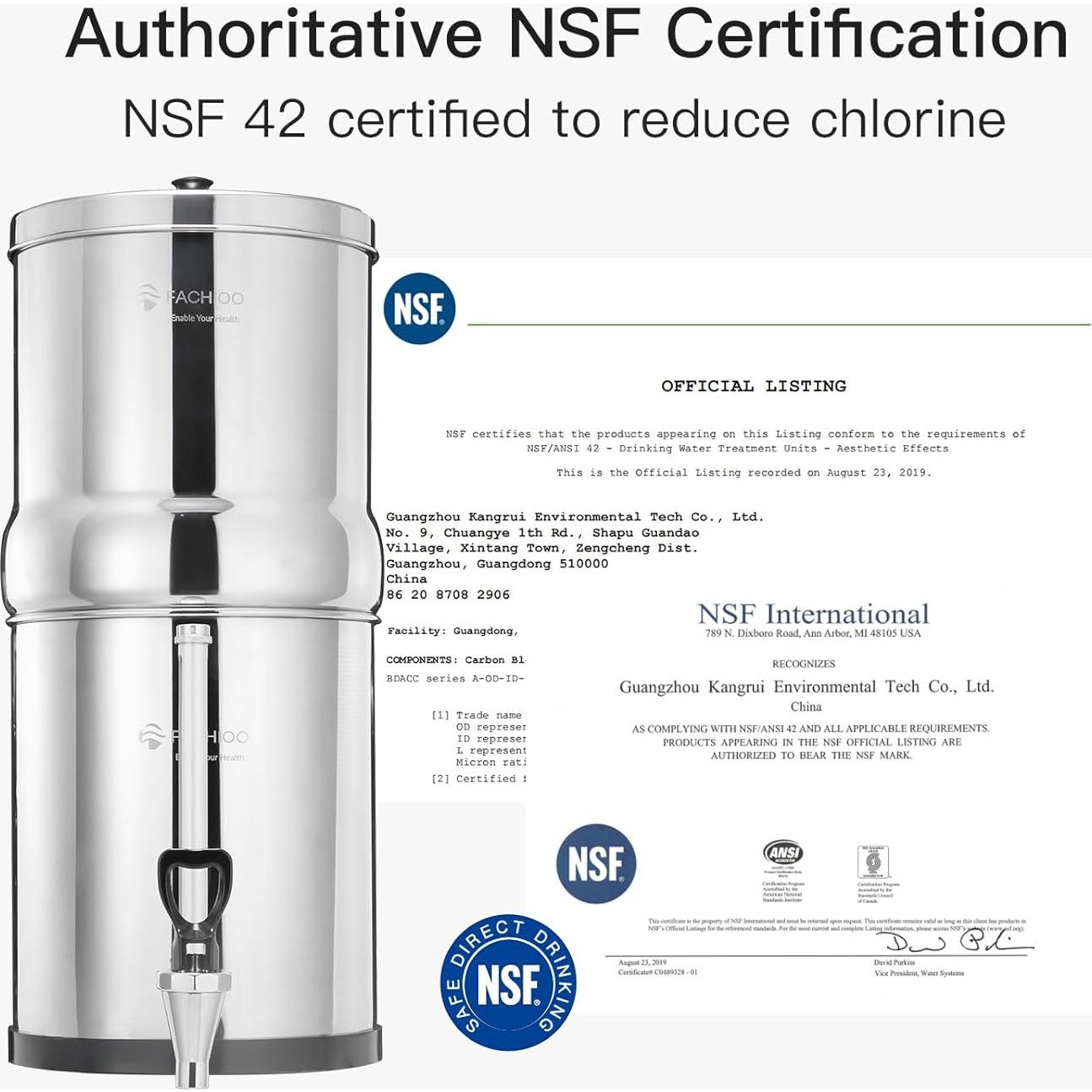 Filtro de Agua FACHIOO FSS2 8.5L con Grifo y Soporte