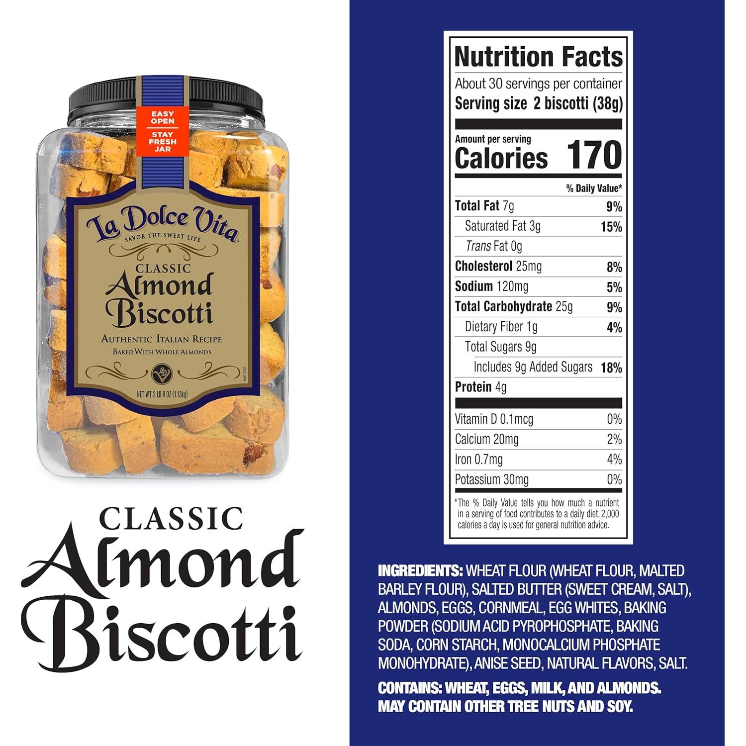 Galletas Biscotti Italianas La Dolce Vita Almendra 1134 g